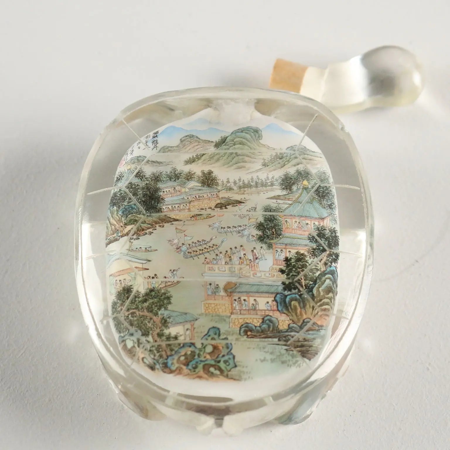 Vintage Snuff Bottle Turtle Glass Nei Hua China XX Century