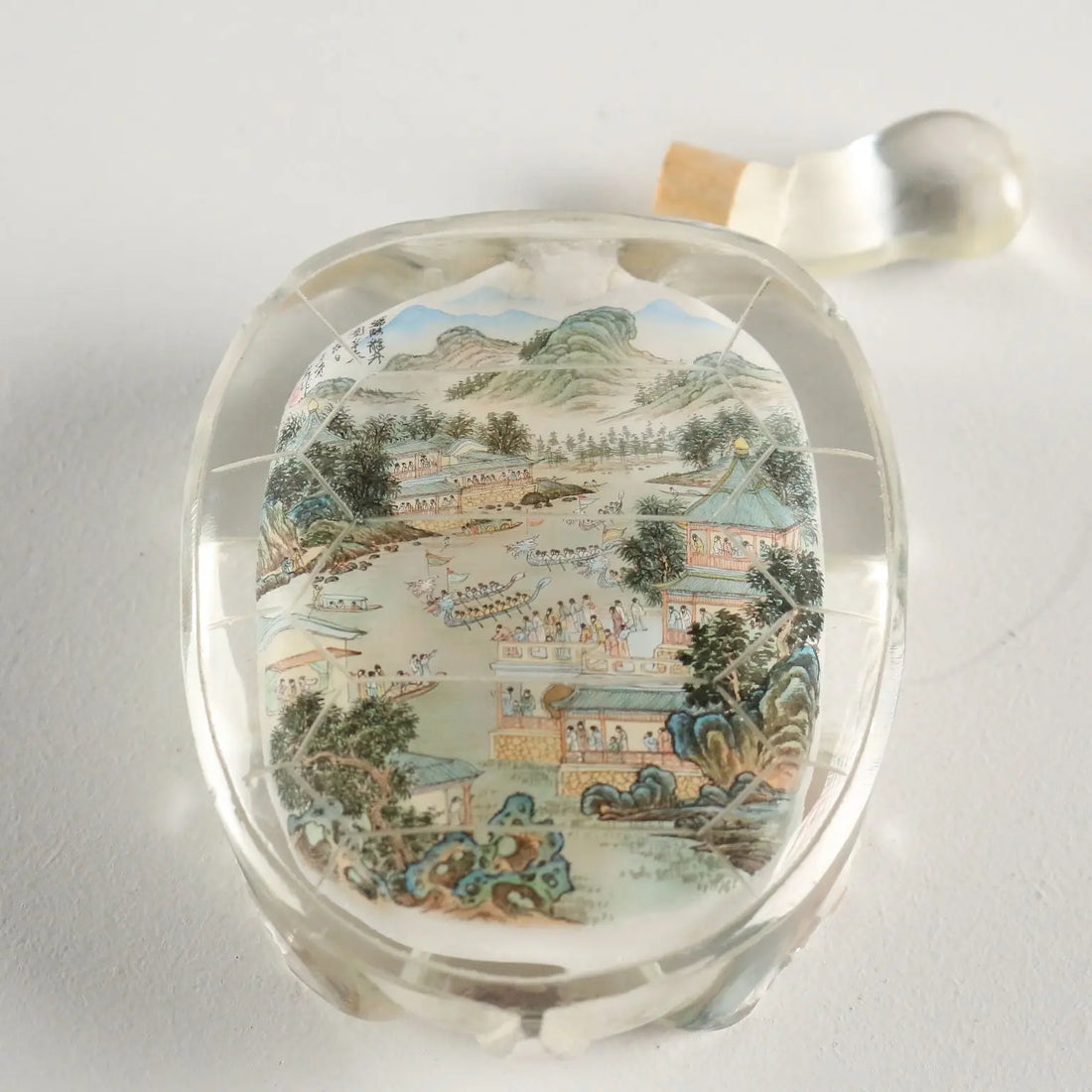 Vintage Snuff Bottle Turtle Glass Nei Hua China XX Century
