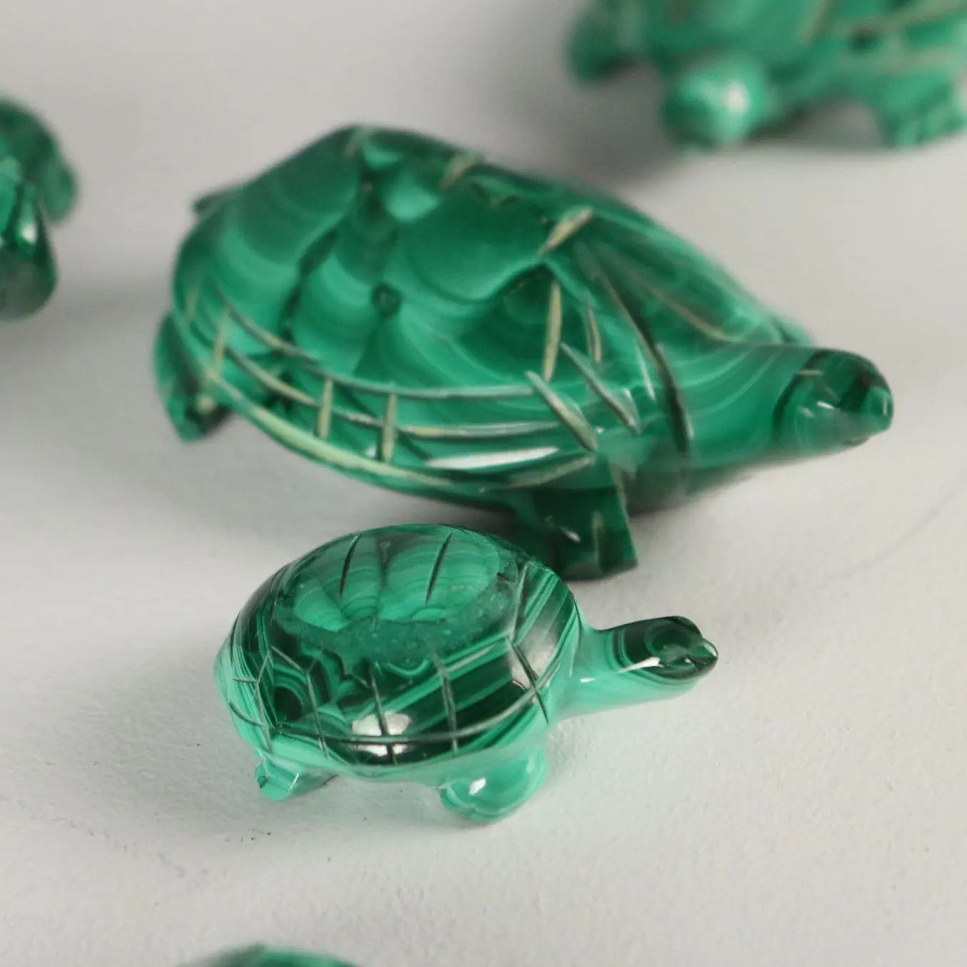 Modern Figurines Turtles Malachite Stone Africa XX Century
