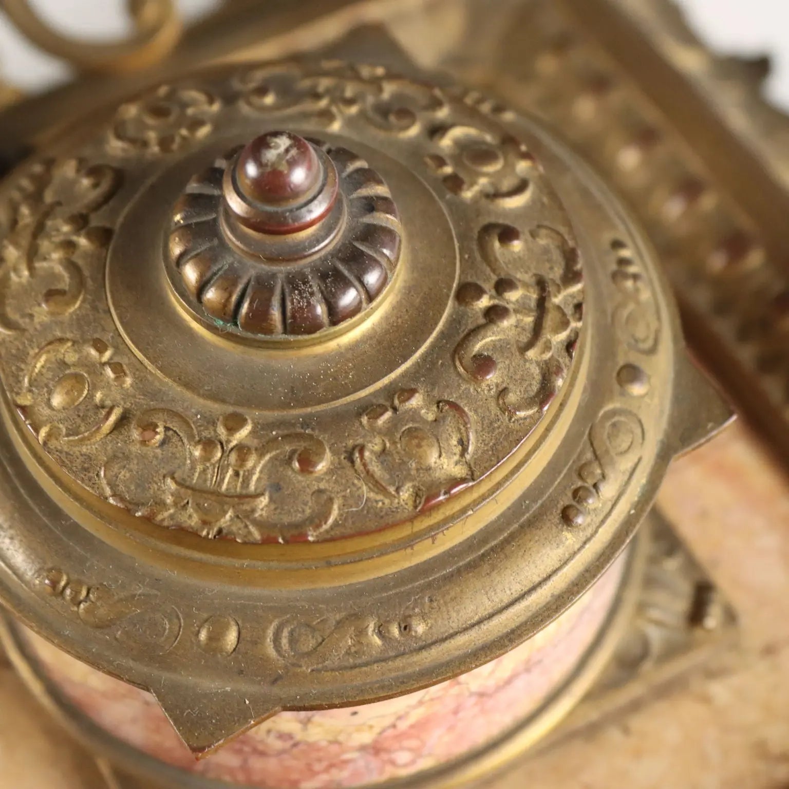 Antique Inkwell Bronze Marble Europe XIX Century