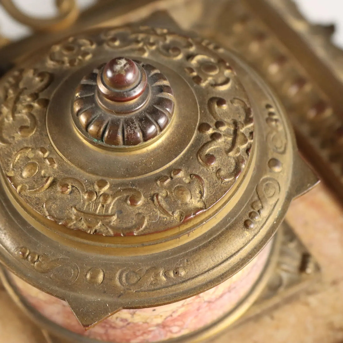 Antique Inkwell Bronze Marble Europe XIX Century