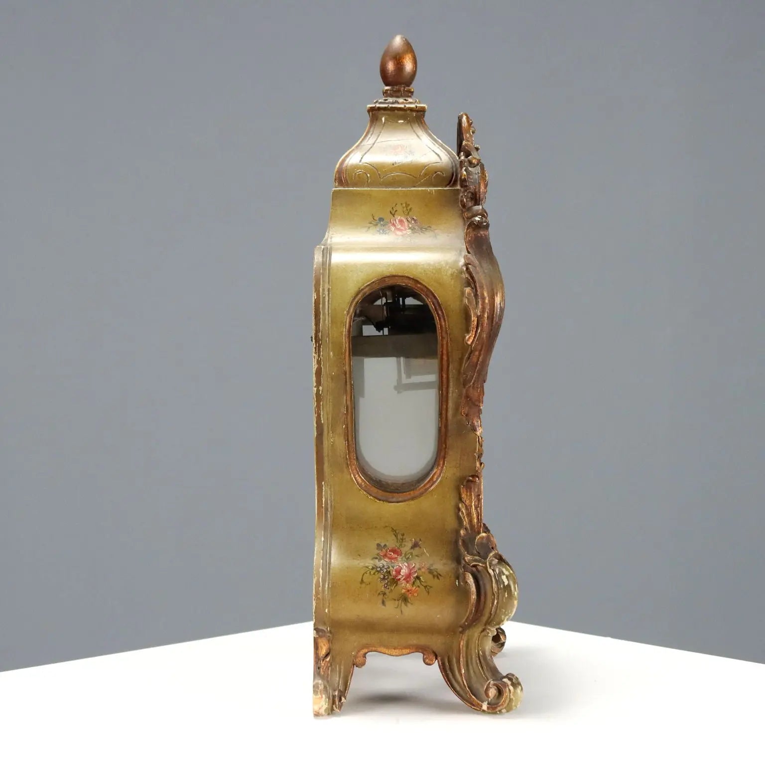 Antique Pendulum Clock Wood Hand-Sculpted France XIX-XX Century