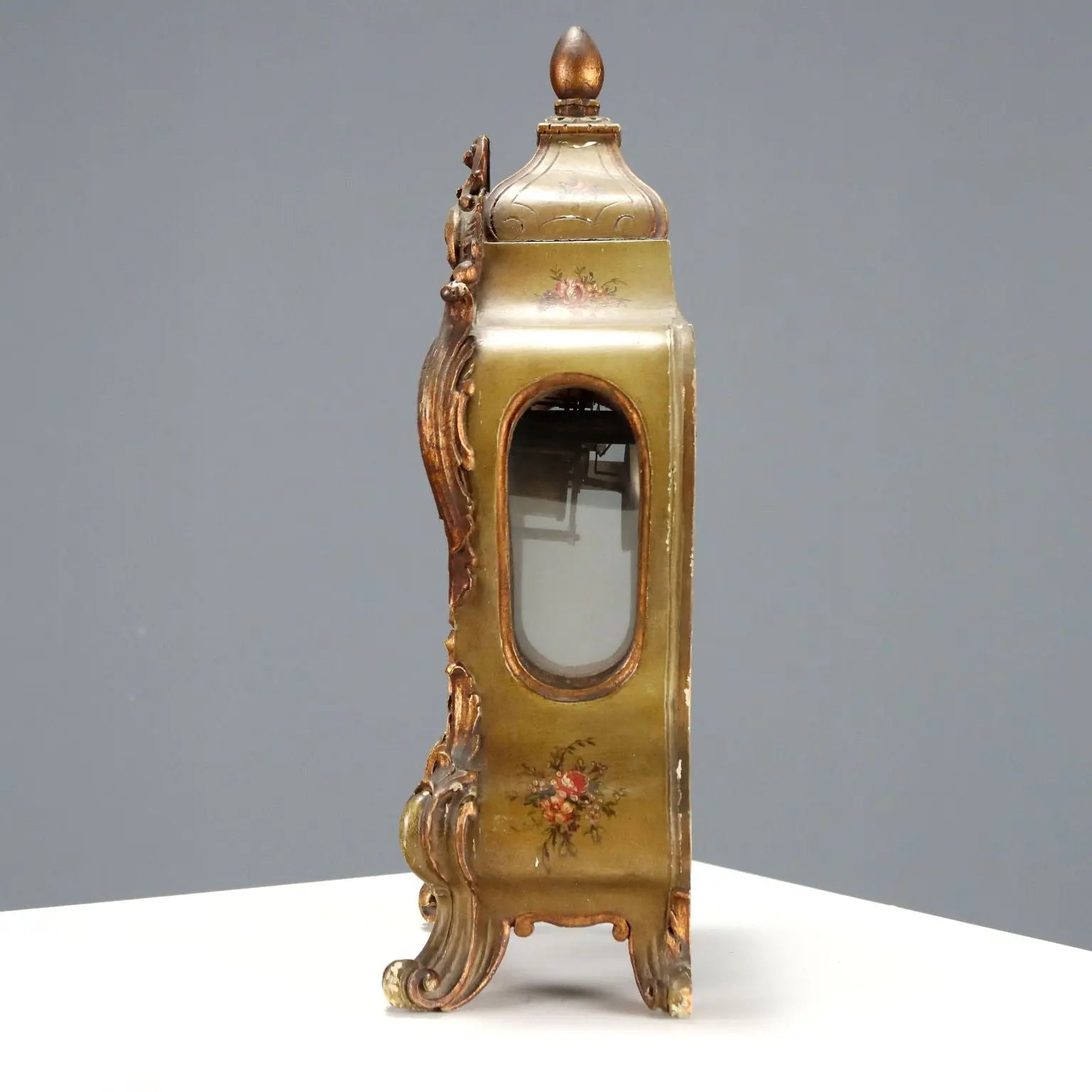 Antique Pendulum Clock Wood Hand-Sculpted France XIX-XX Century