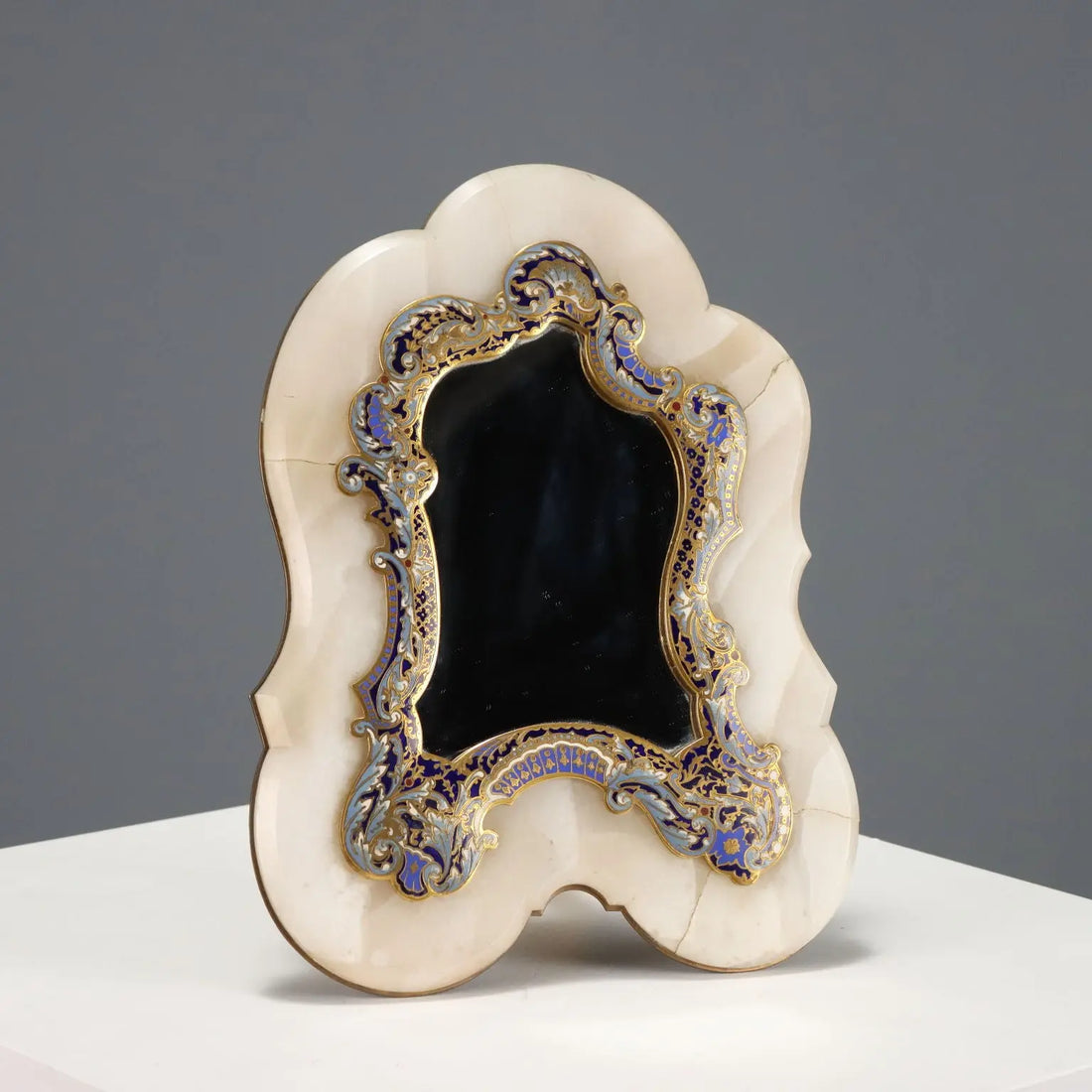Small Antique Table Mirror Champleré and Ormolu XIX-XX Century
