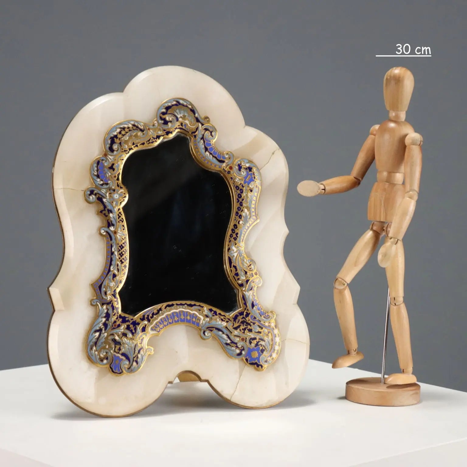 Small Antique Table Mirror Champleré and Ormolu XIX-XX Century