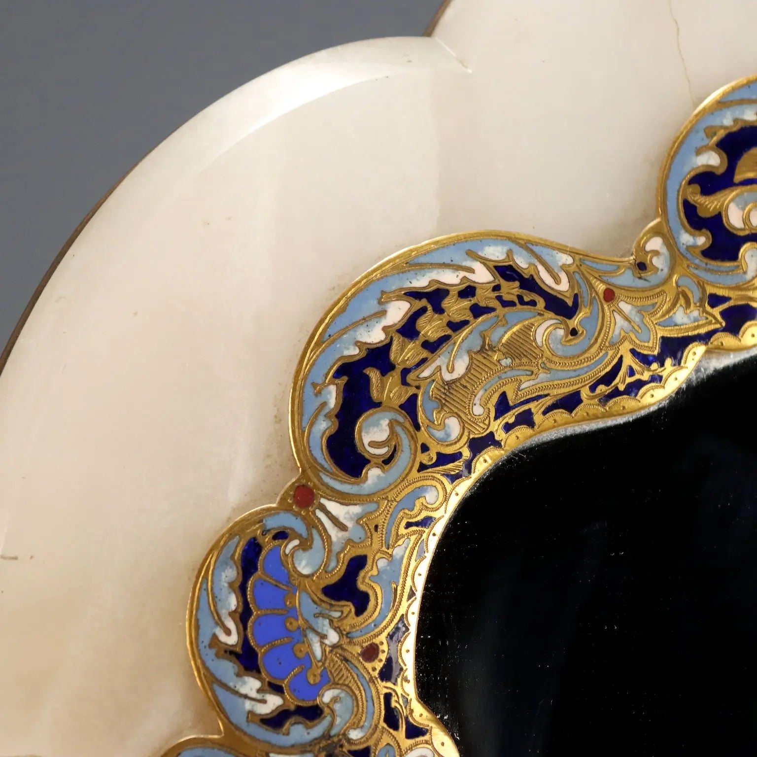 Small Antique Table Mirror Champleré and Ormolu XIX-XX Century