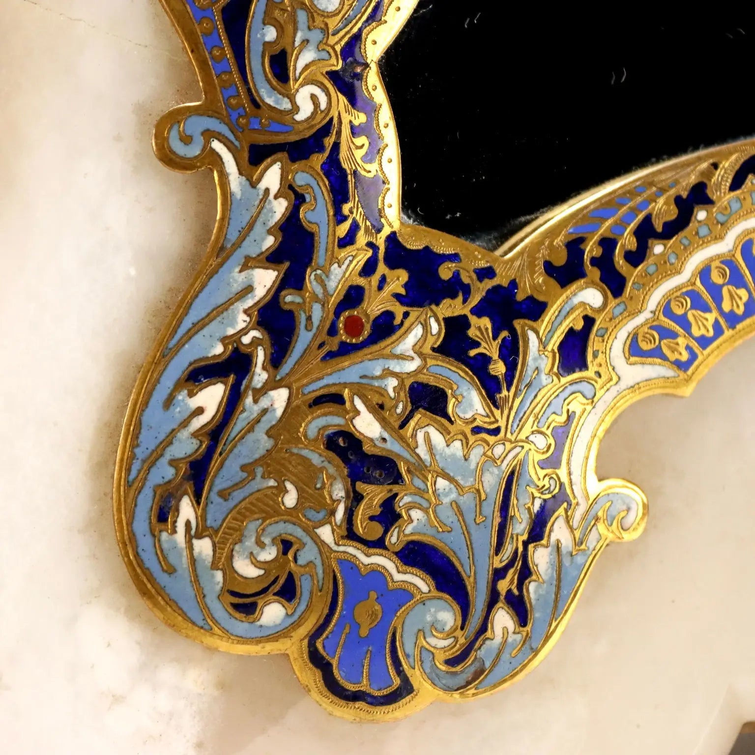 Small Antique Table Mirror Champleré and Ormolu XIX-XX Century
