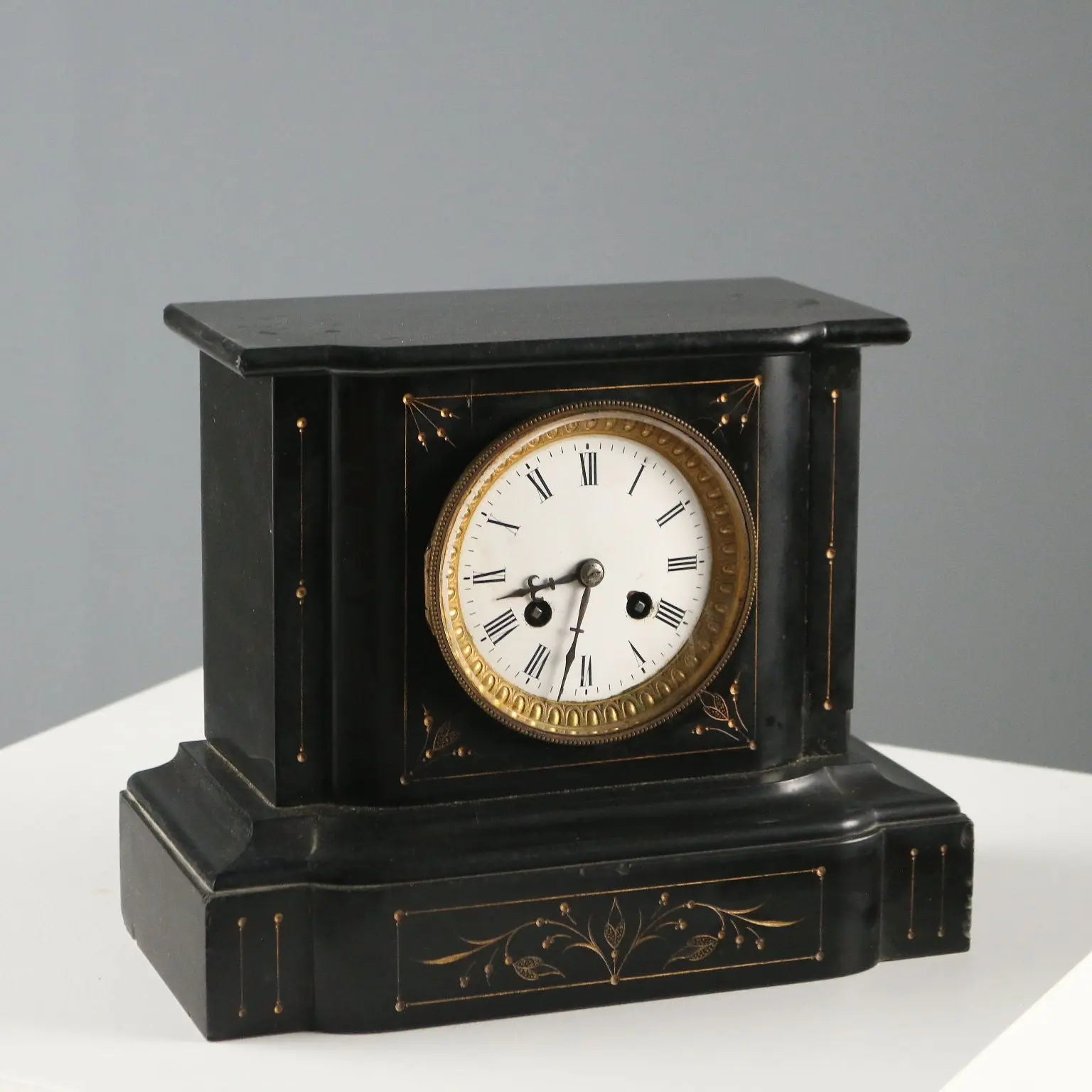 Antique Table Clock Black Marble France XIX-XX Century