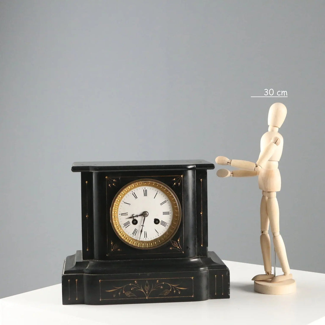 Antique Table Clock Black Marble France XIX-XX Century