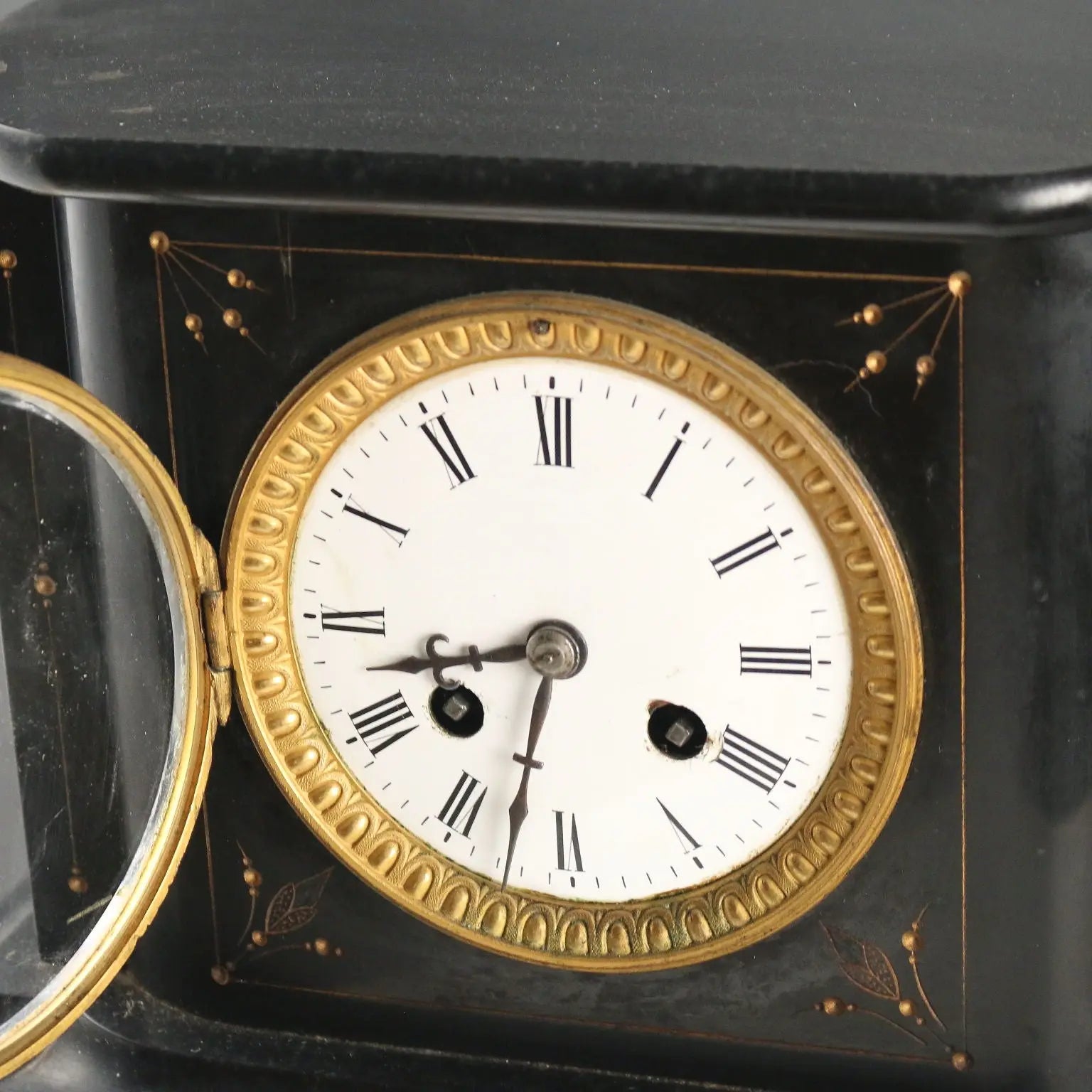 Antique Table Clock Black Marble France XIX-XX Century