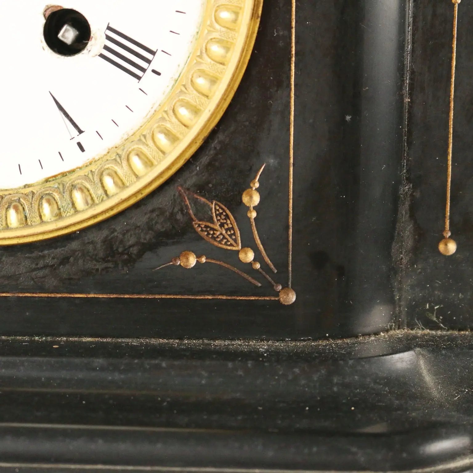 Antique Table Clock Black Marble France XIX-XX Century