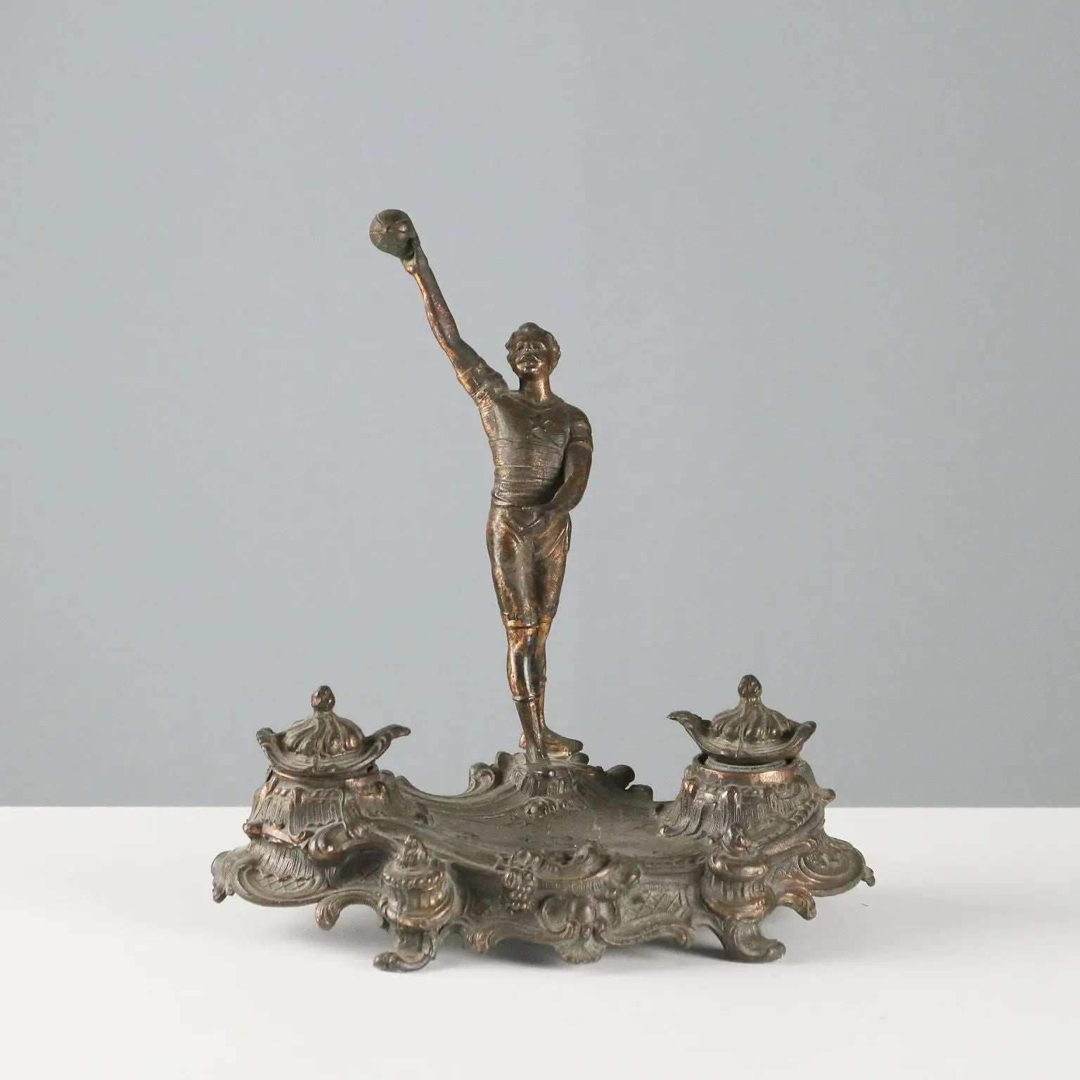 Antique Inkwell Bronze Plated Metal Europe XIX-XX Century