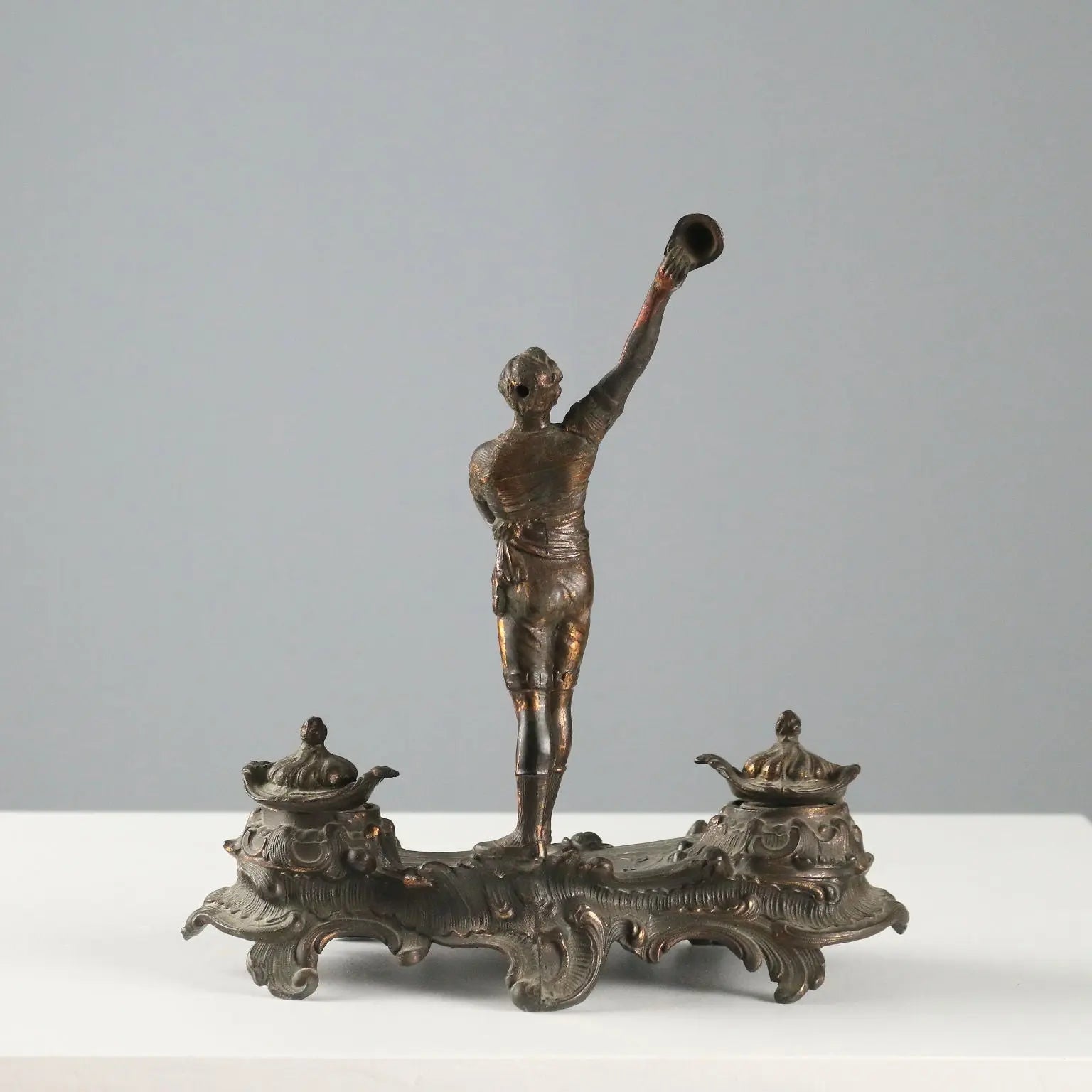 Antique Inkwell Bronze Plated Metal Europe XIX-XX Century