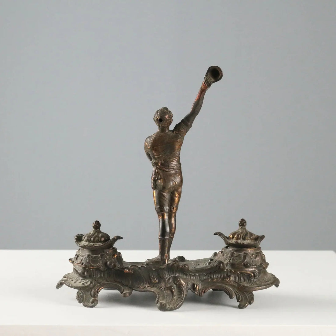 Antique Inkwell Bronze Plated Metal Europe XIX-XX Century