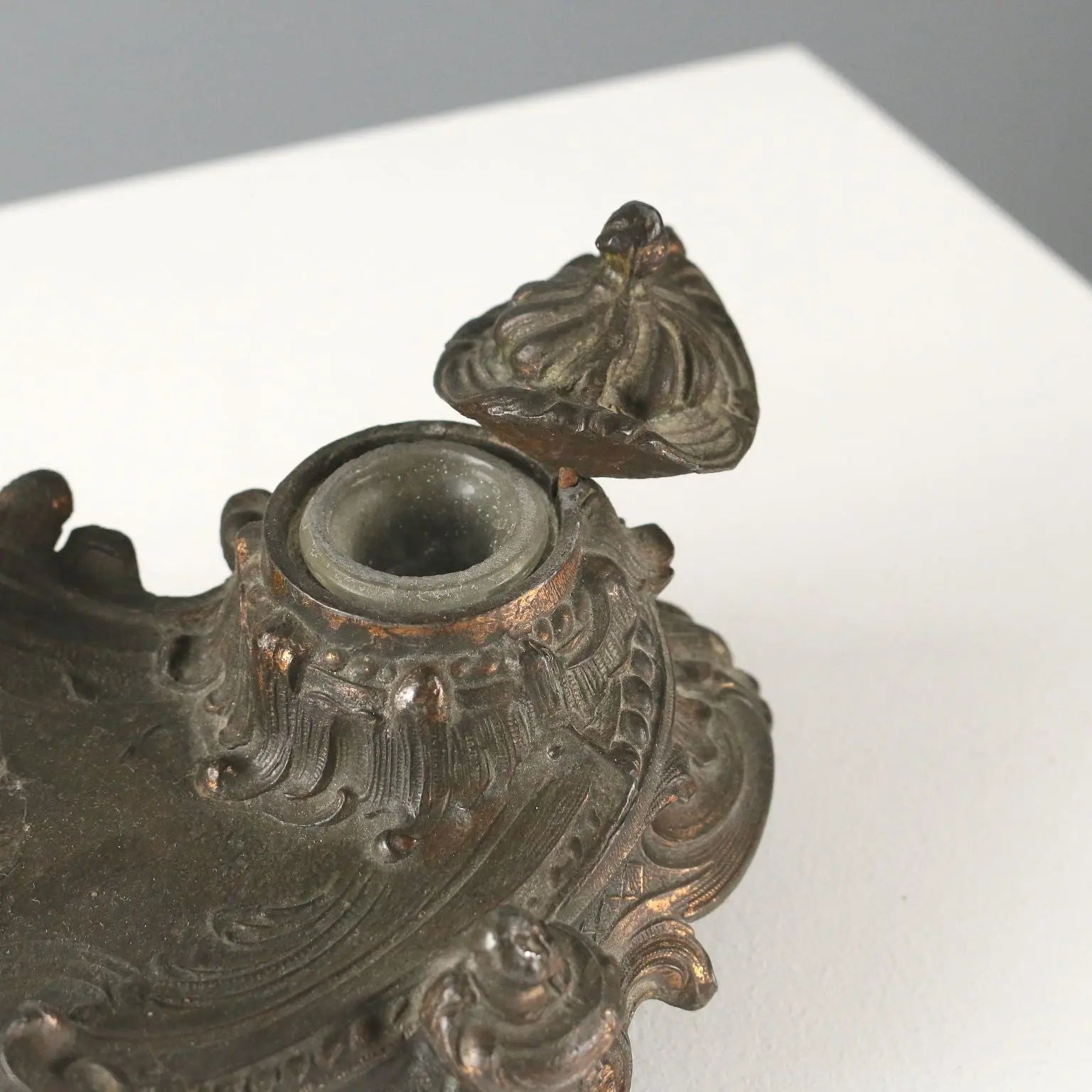 Antique Inkwell Bronze Plated Metal Europe XIX-XX Century