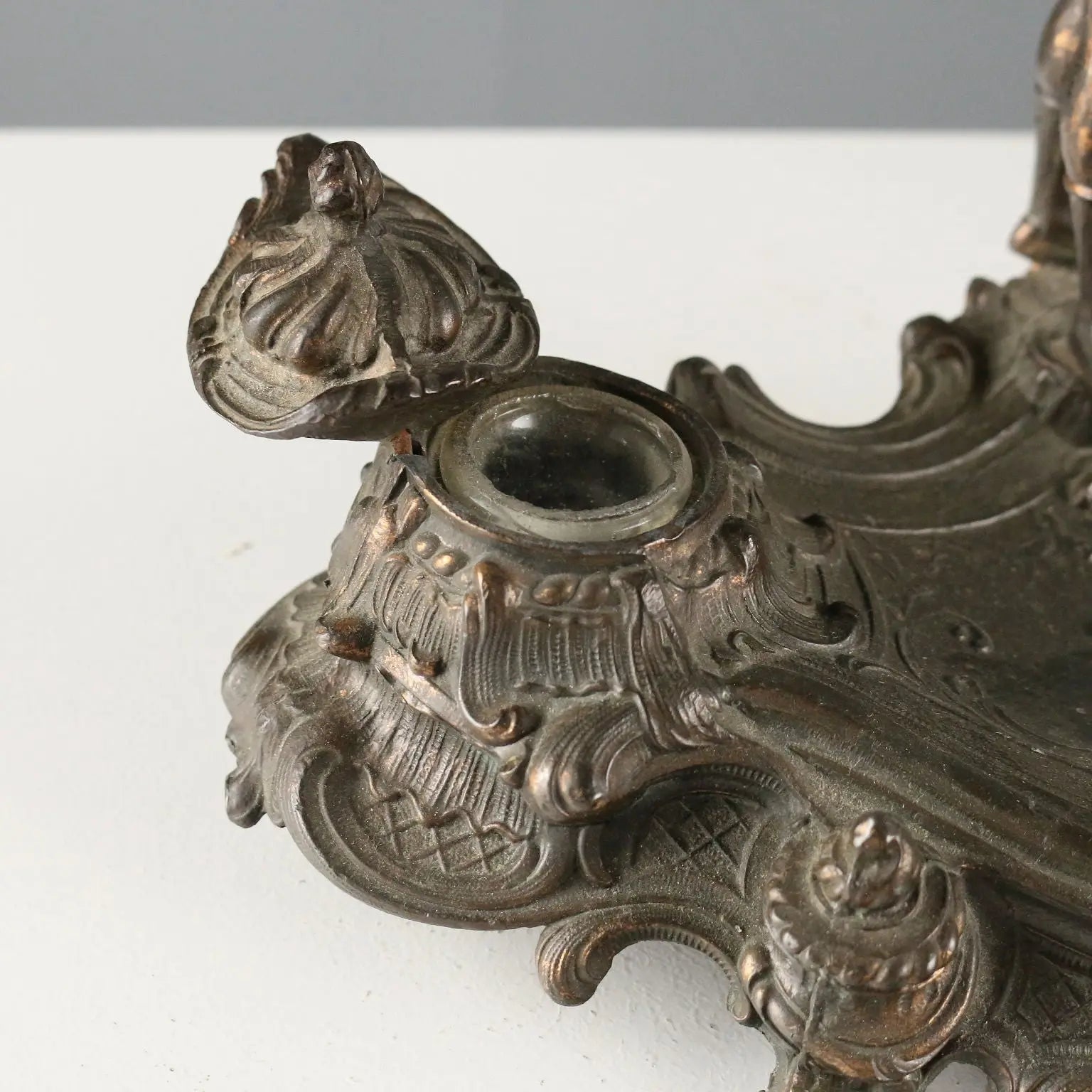 Antique Inkwell Bronze Plated Metal Europe XIX-XX Century