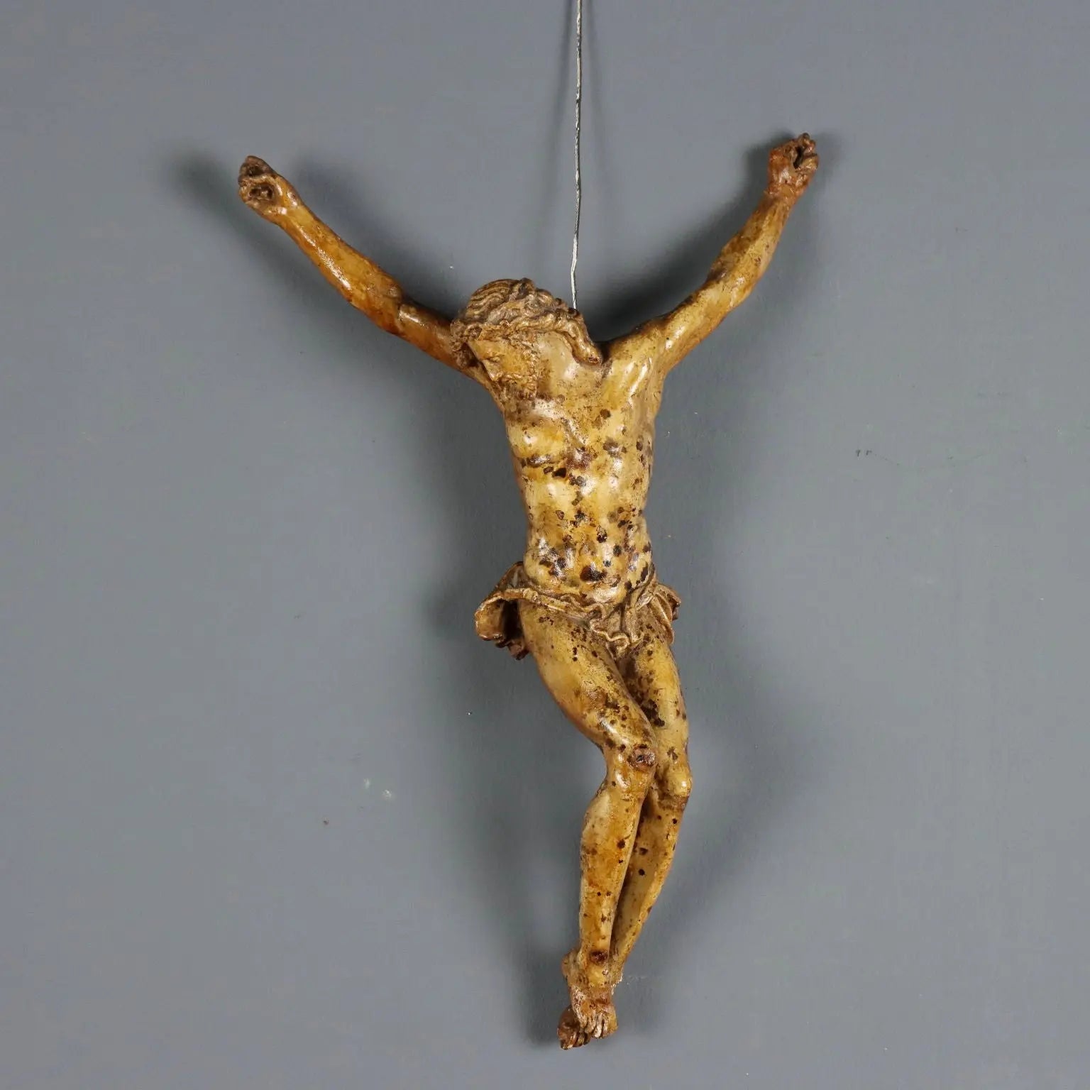 Antique Crucifix Carved Lacquered Wood Italy XVIII-XIX Century