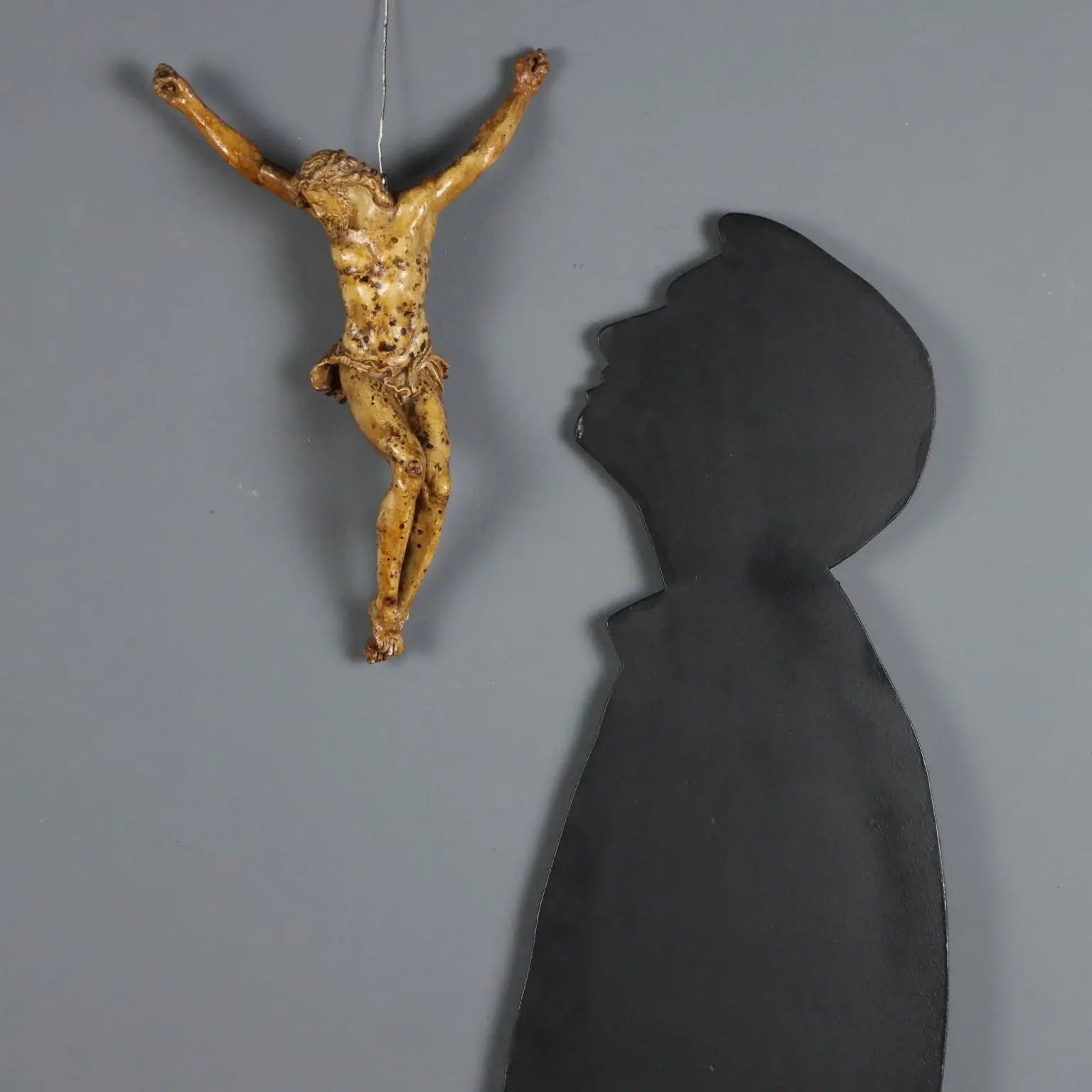 Antique Crucifix Carved Lacquered Wood Italy XVIII-XIX Century