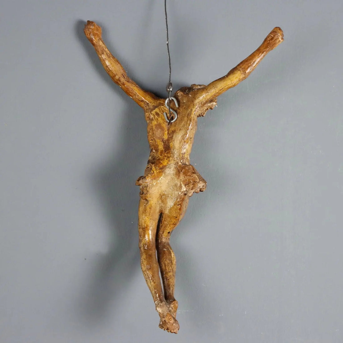 Antique Crucifix Carved Lacquered Wood Italy XVIII-XIX Century