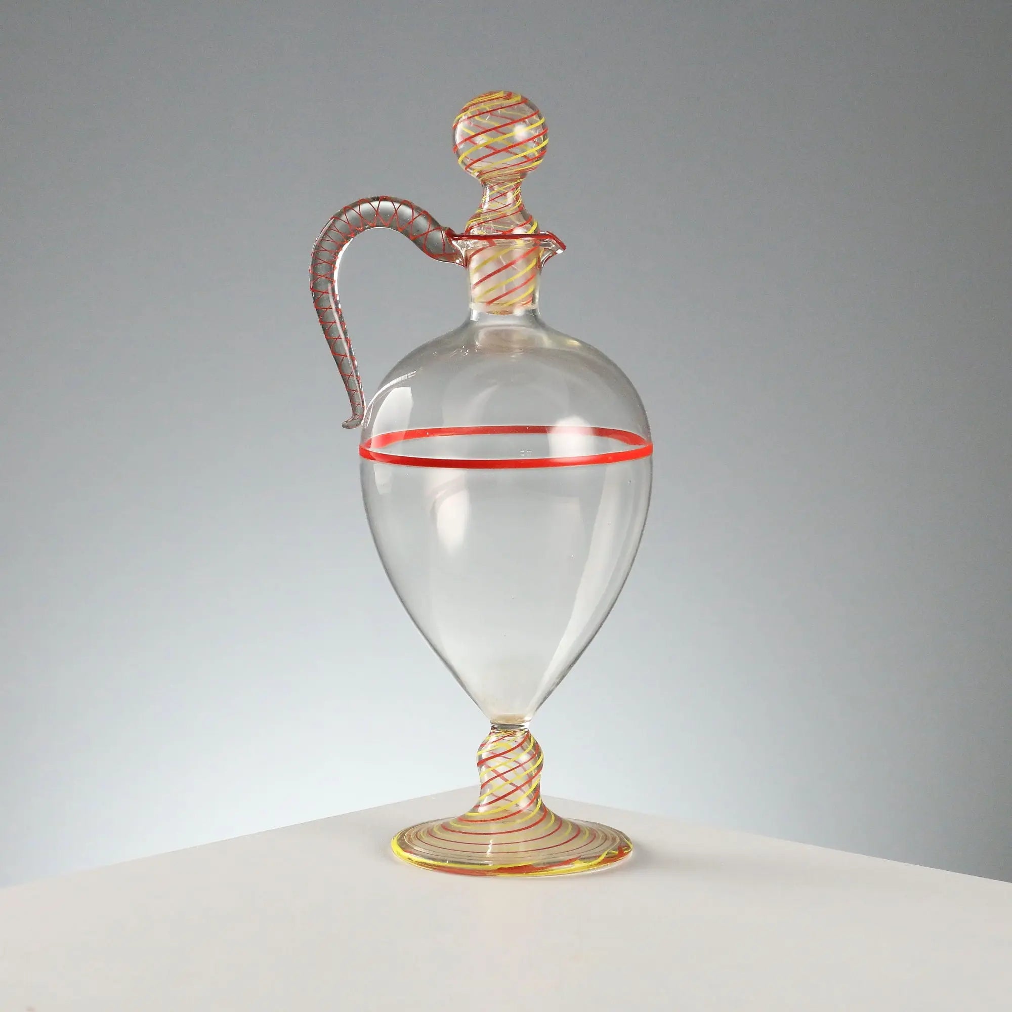 Antique Blown Glass Decanter Murano Manufacture Italy XX Century