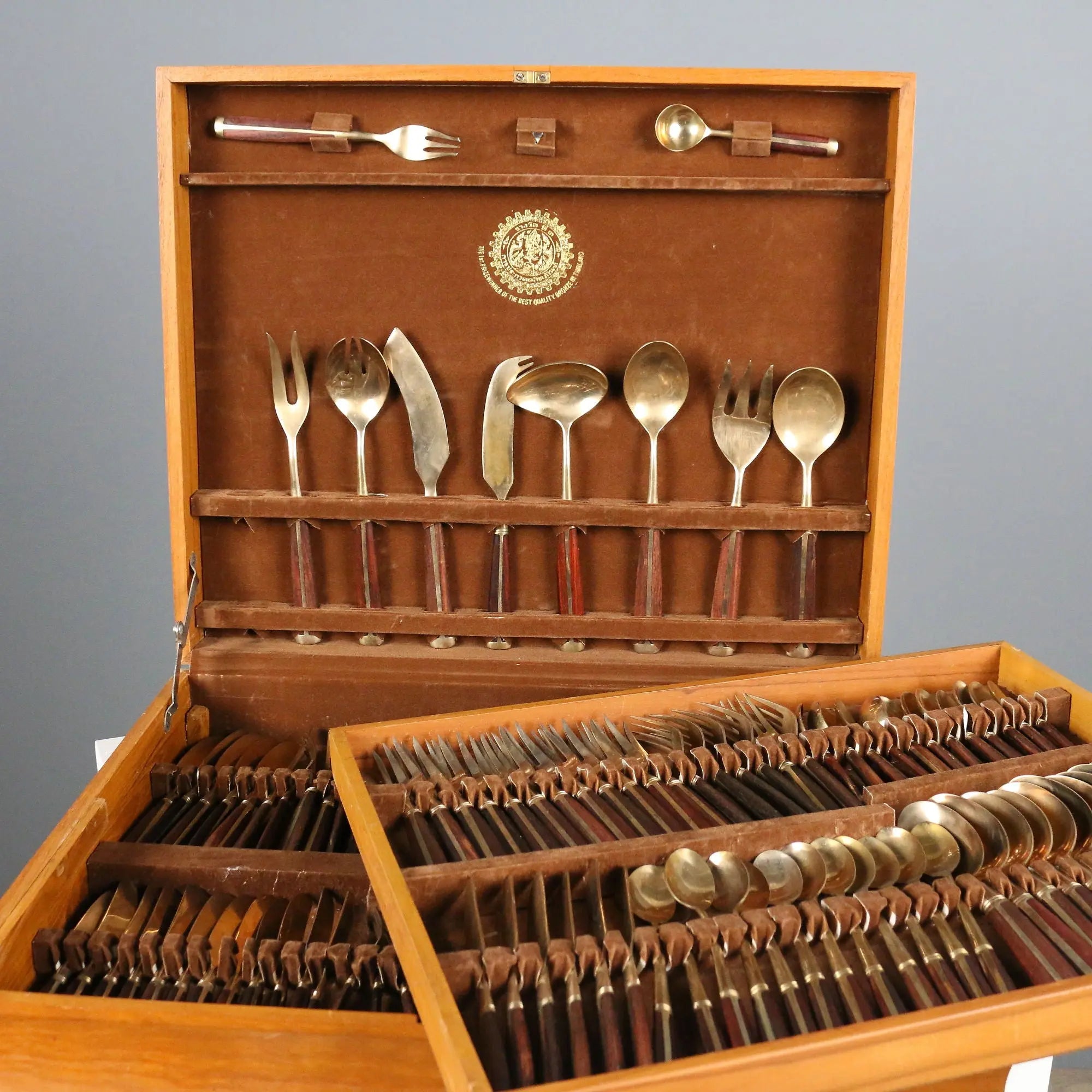 Vintage Cutlery Set Bronze Bois de Violette Thailand XX Century