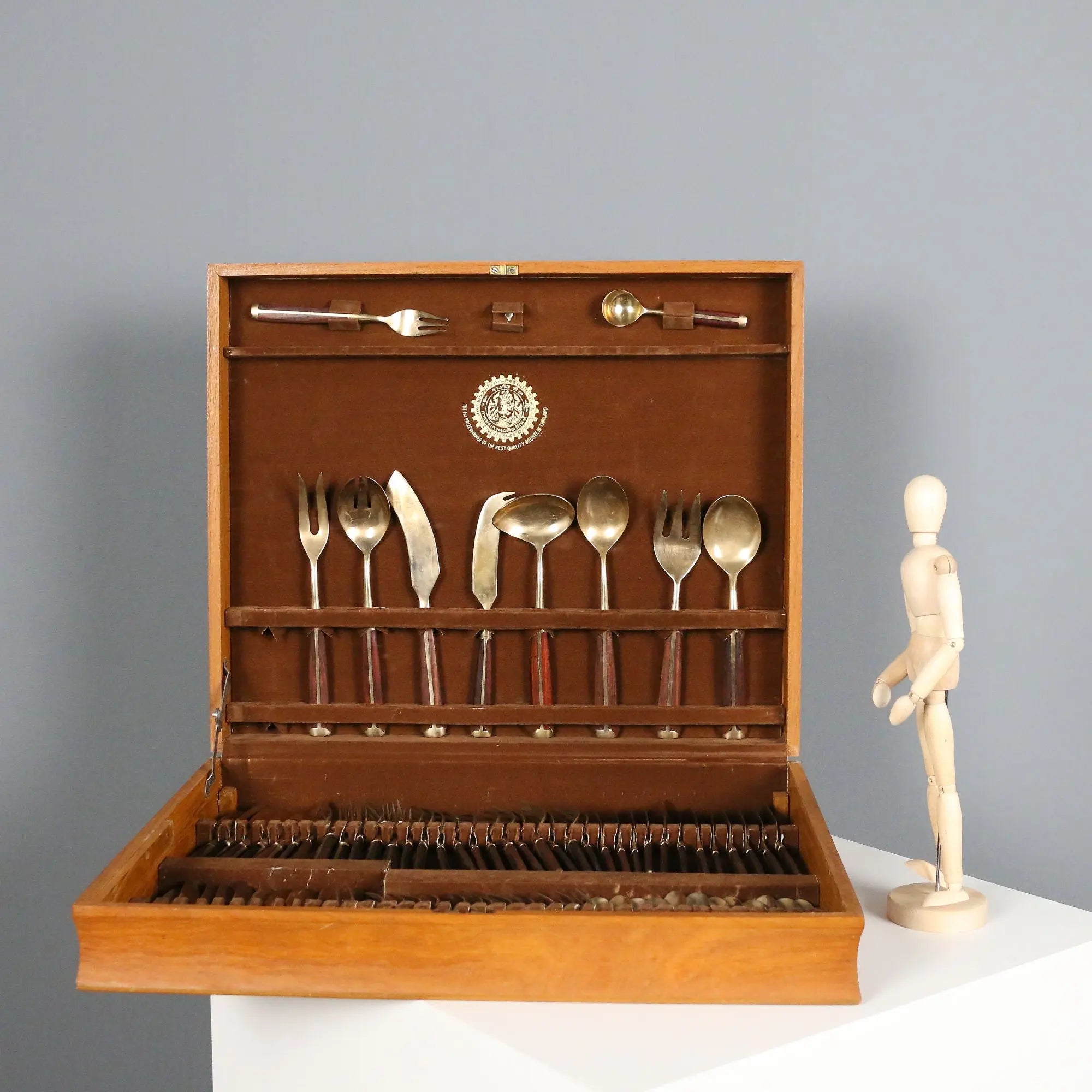 Vintage Cutlery Set Bronze Bois de Violette Thailand XX Century