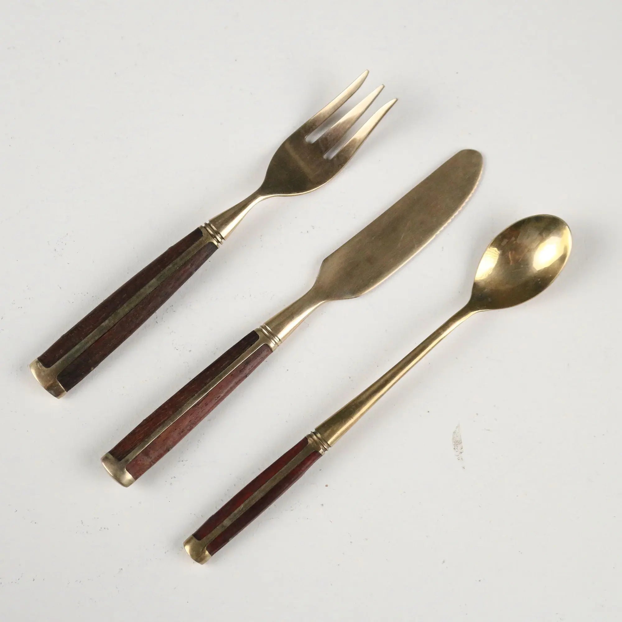 Vintage Cutlery Set Bronze Bois de Violette Thailand XX Century
