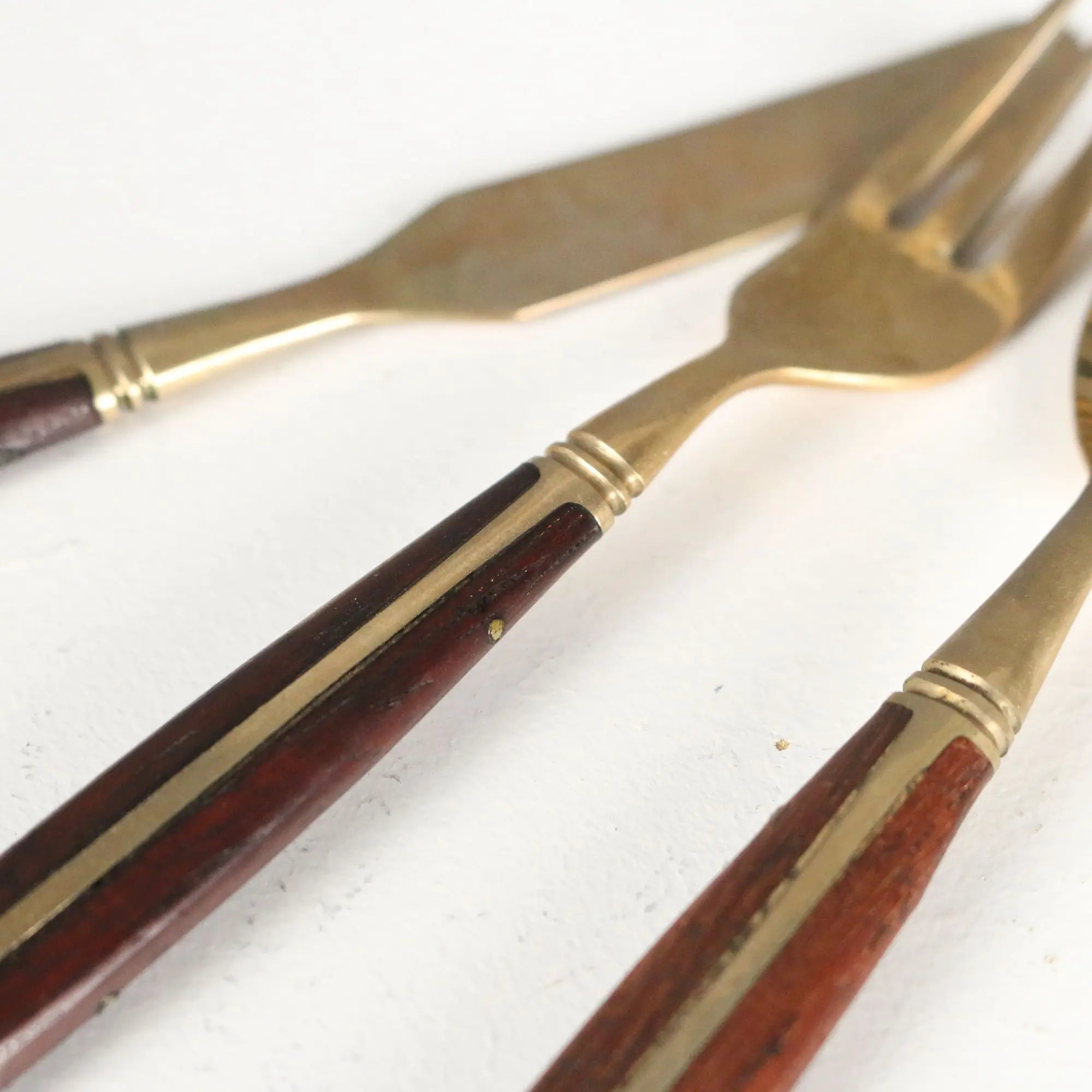 Vintage Cutlery Set Bronze Bois de Violette Thailand XX Century