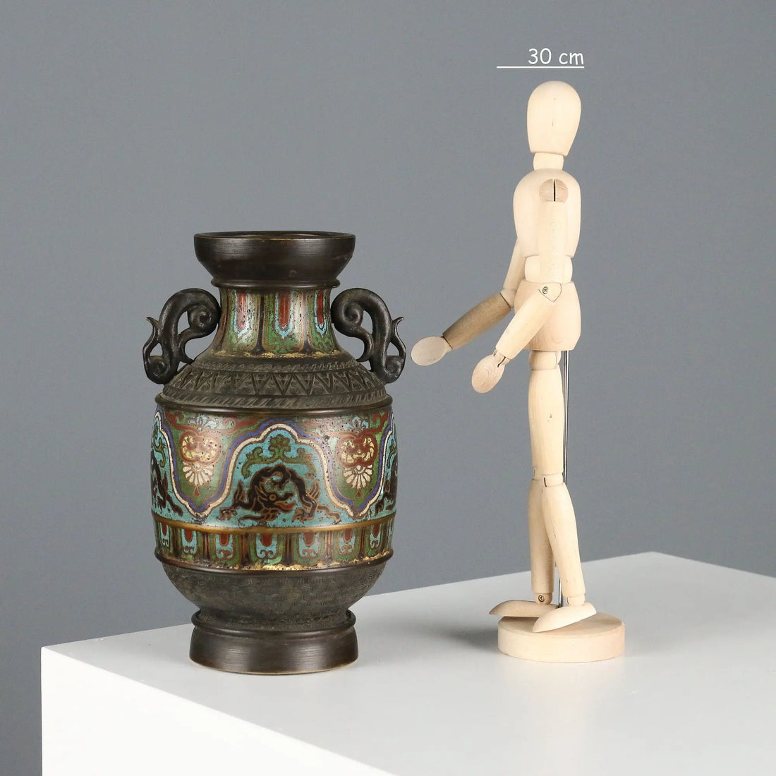 Antique Cloisonné Vase Decorated Bronze Japan XIX Century