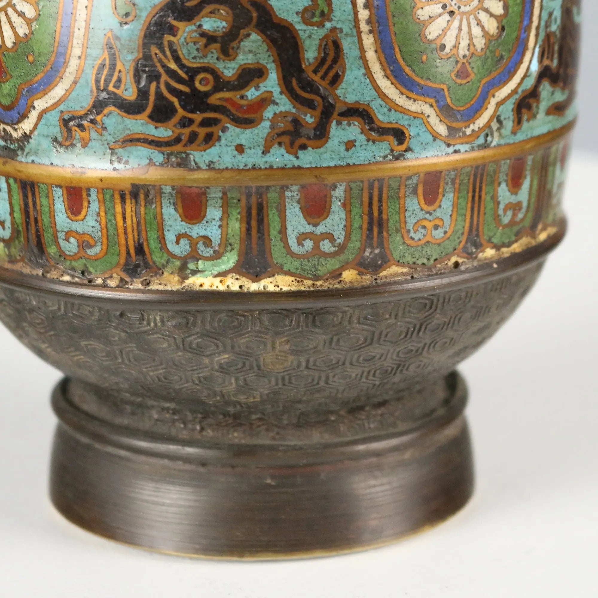 Antique Cloisonné Vase Decorated Bronze Japan XIX Century