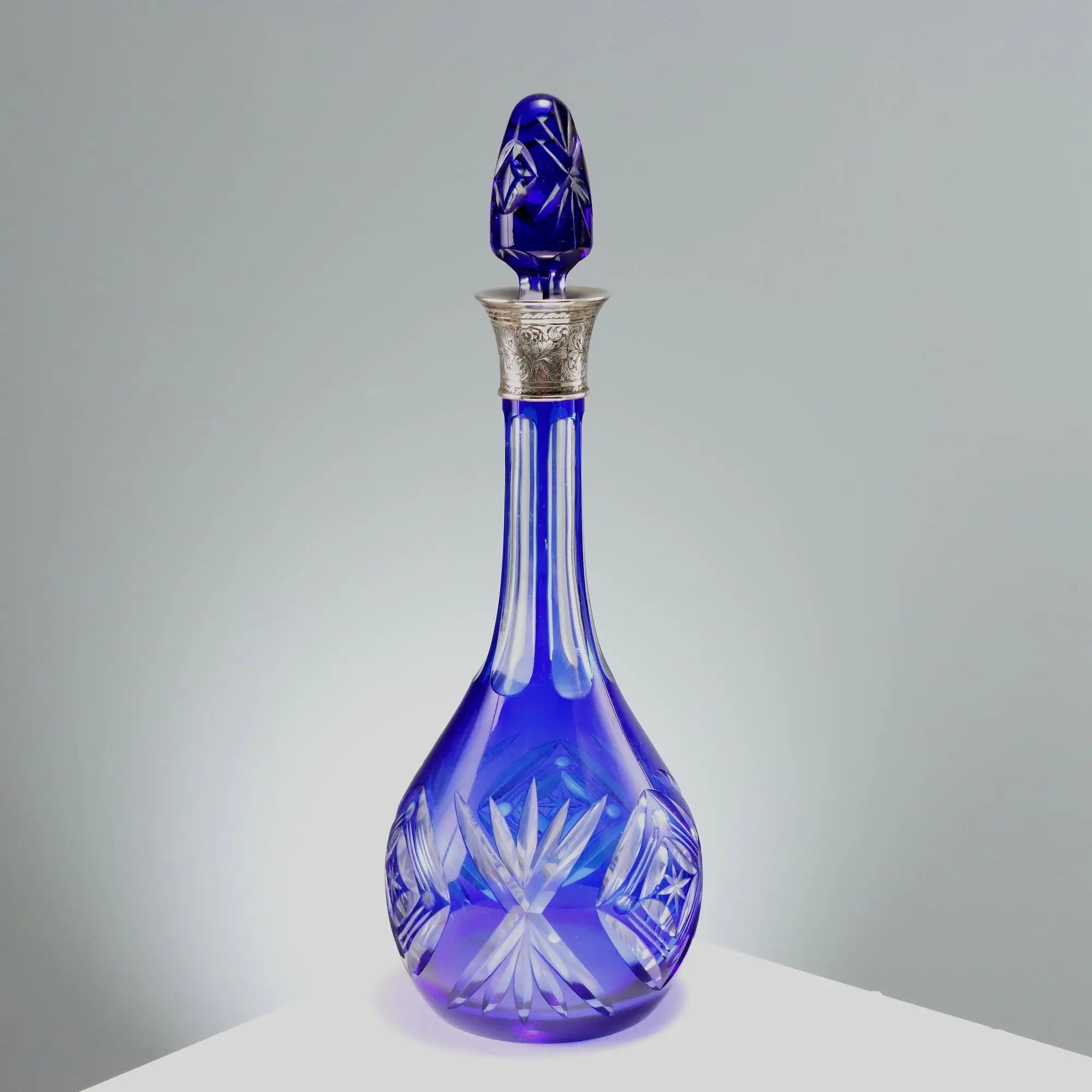 Vintage Decanter Bottle Crystal Silver Europe Mid XX Century
