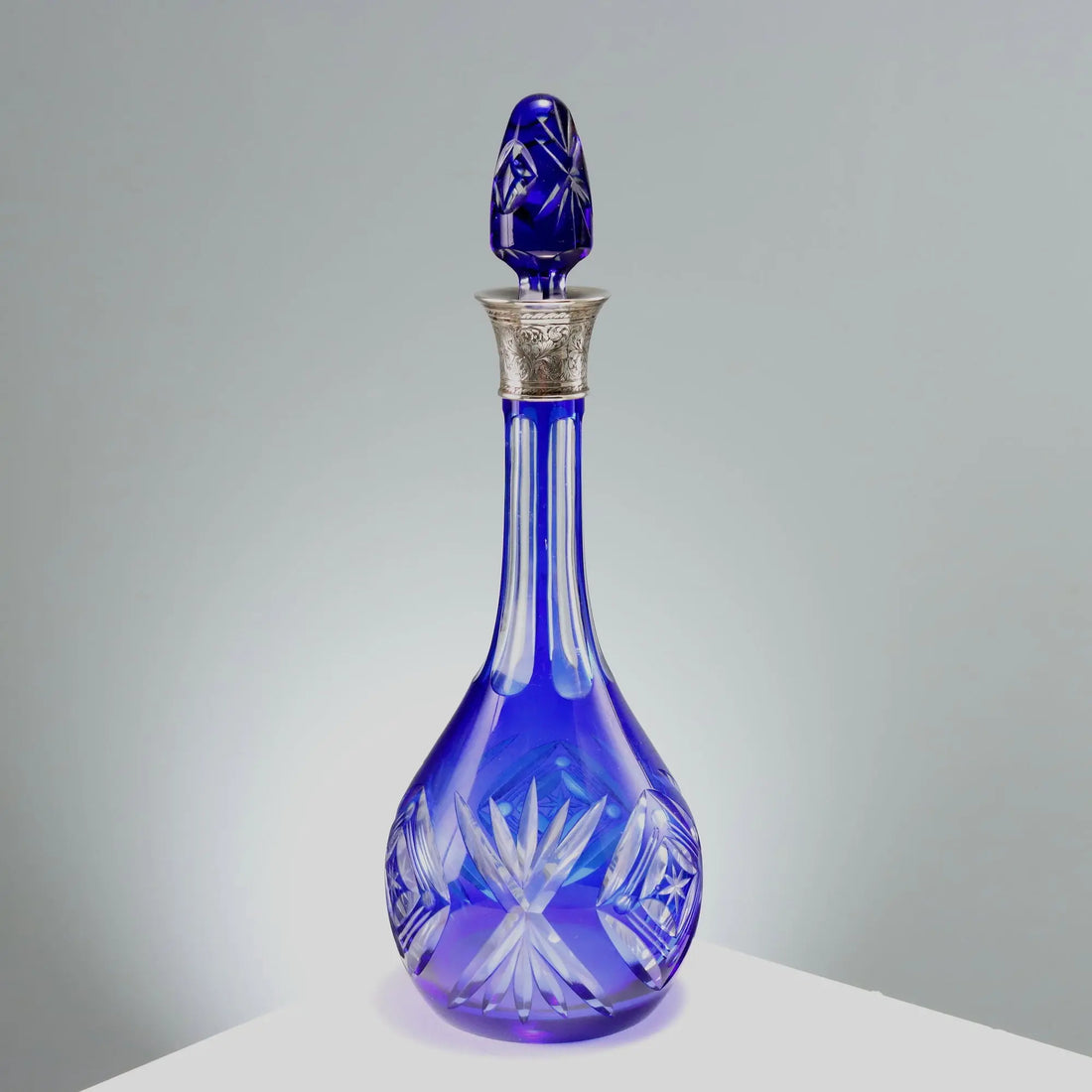 Vintage Decanter Bottle Crystal Silver Europe Mid XX Century