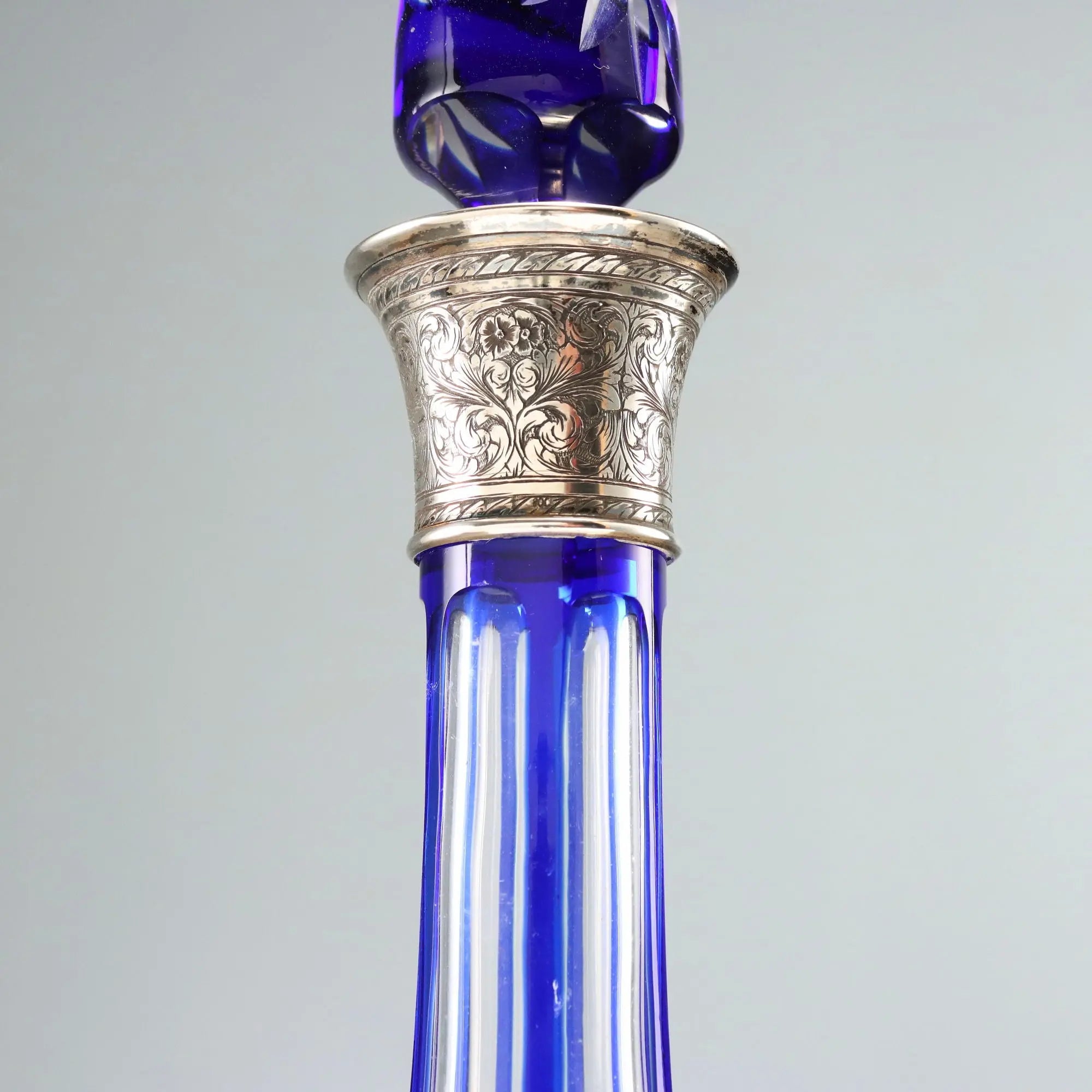 Vintage Decanter Bottle Crystal Silver Europe Mid XX Century