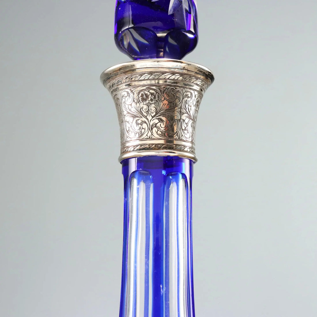 Vintage Decanter Bottle Crystal Silver Europe Mid XX Century