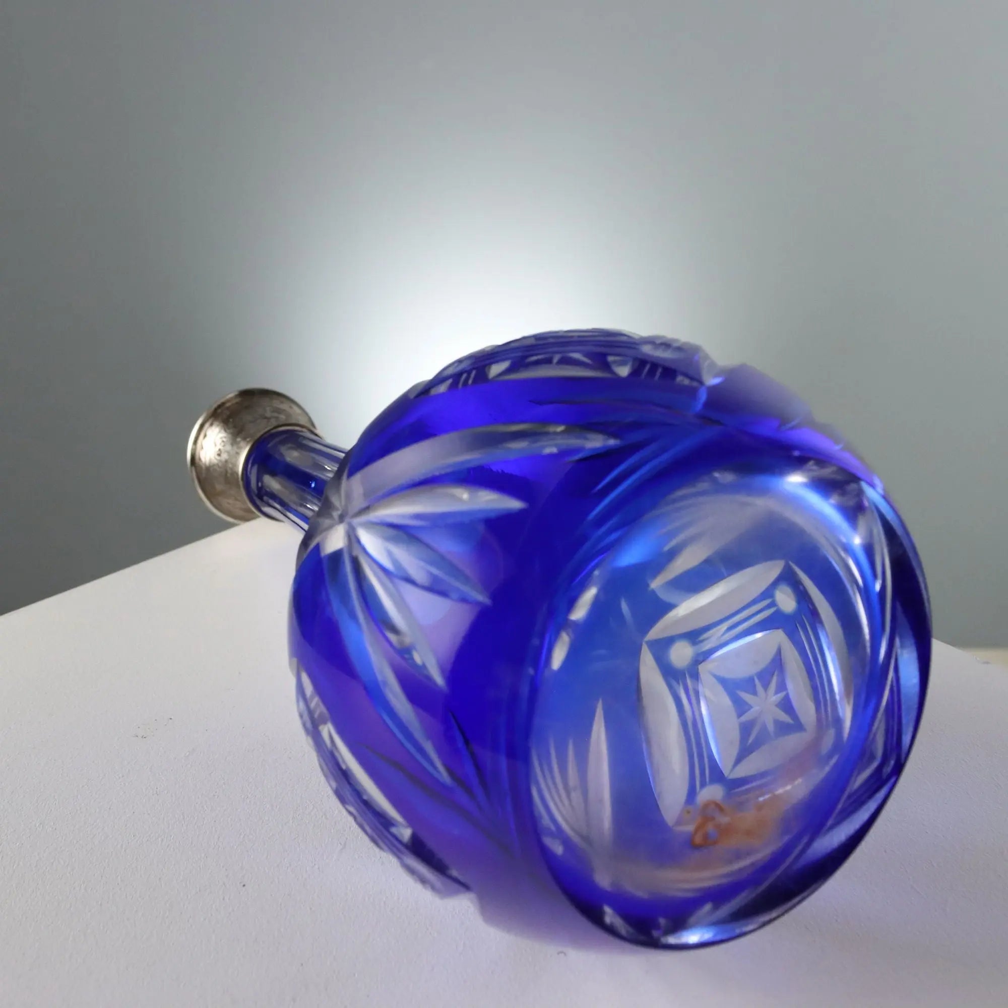 Vintage Decanter Bottle Crystal Silver Europe Mid XX Century