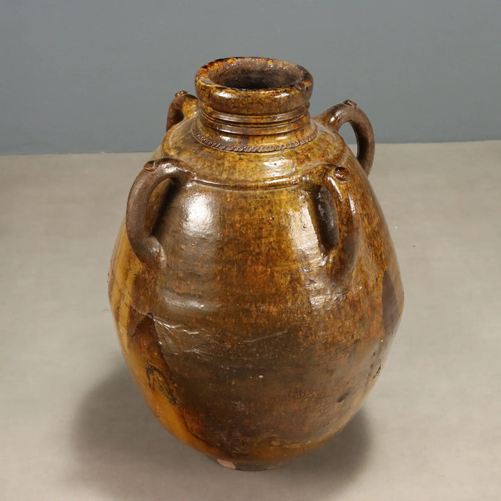 Antique Glazed Terracotta Jar Decorations Italy XX Century