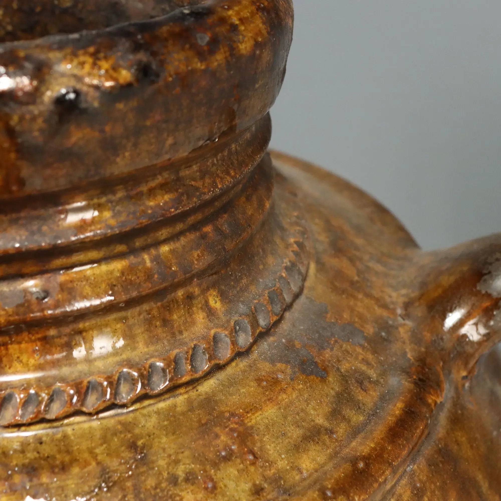 Antique Glazed Terracotta Jar Decorations Italy XX Century