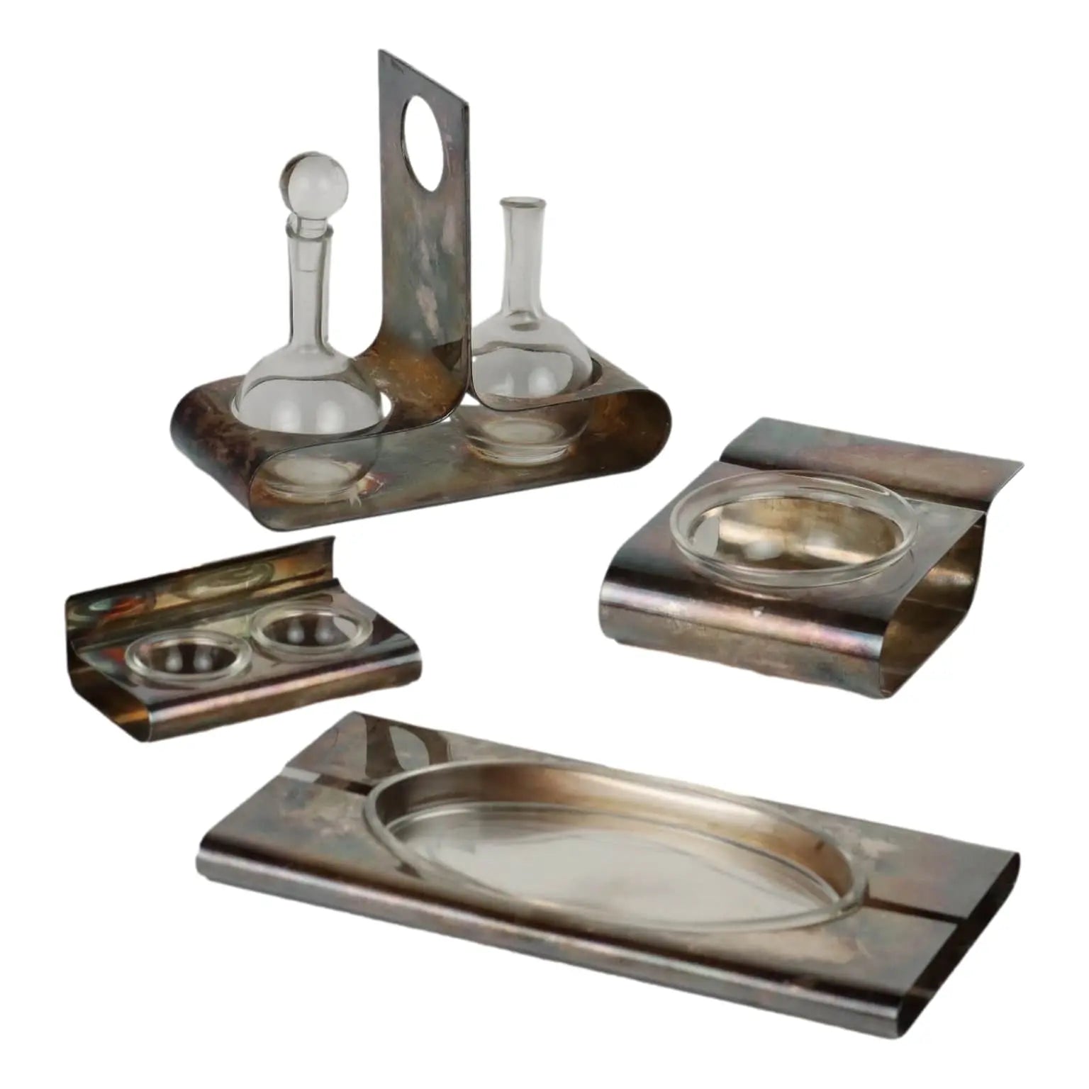 Vintage 1960s Serving Set Lino Sabattini Silvered Metal - Italy, 1960s-70s | Modernism | 