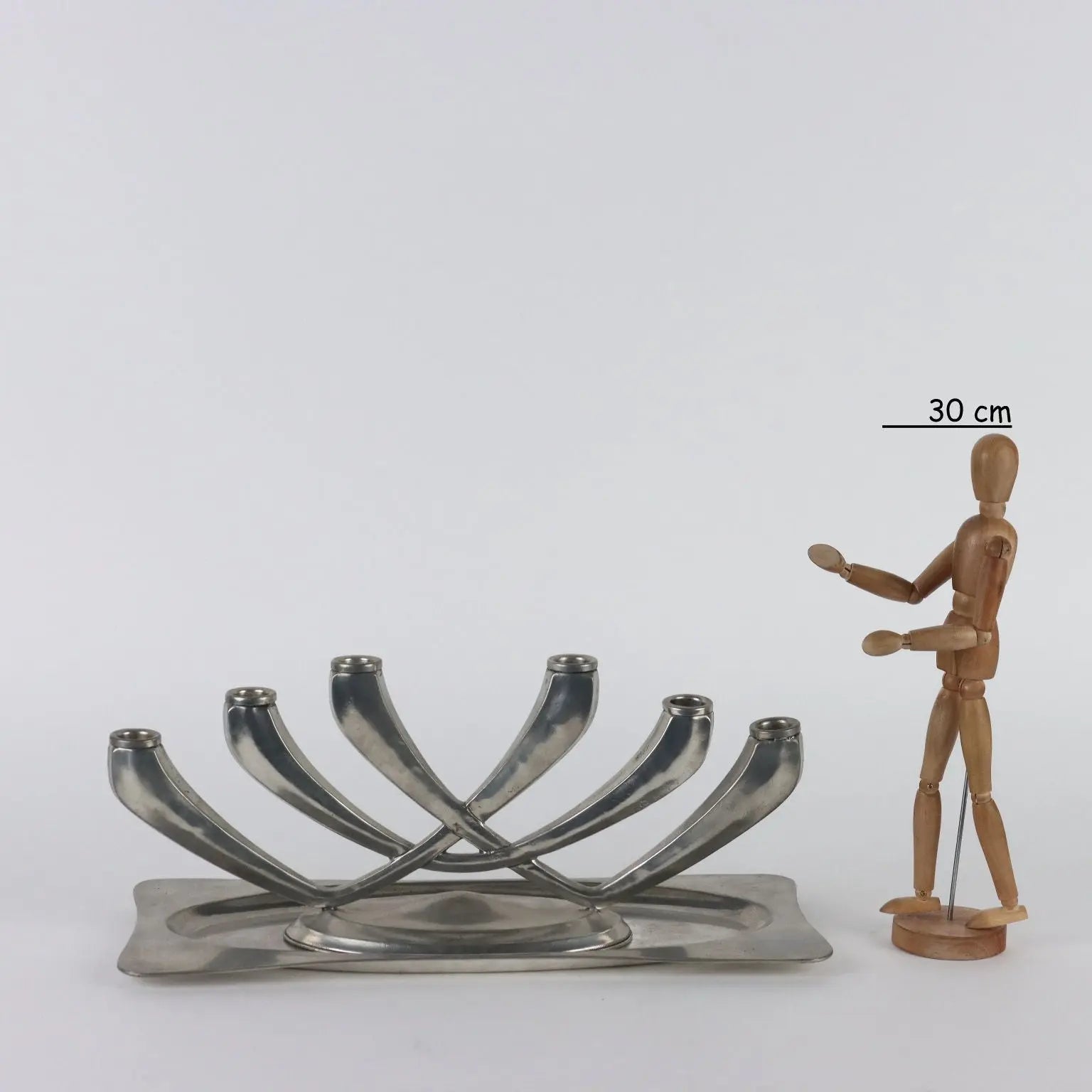 Vintage Candle-Holder and Tray Pewter G. Patrini Atena Italy - Italy, 1980s | Modernism | 