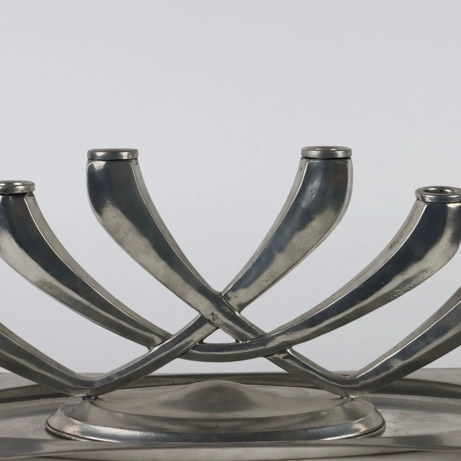 Vintage Candle-Holder and Tray Pewter G. Patrini Atena Italy - Italy, 1980s | Modernism | 