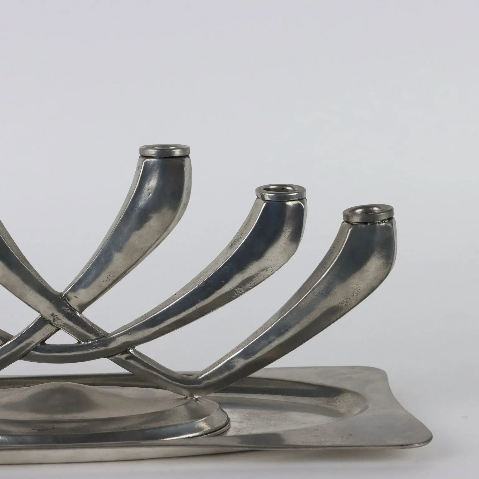 Vintage Candle-Holder and Tray Pewter G. Patrini Atena Italy - Italy, 1980s | Modernism | 