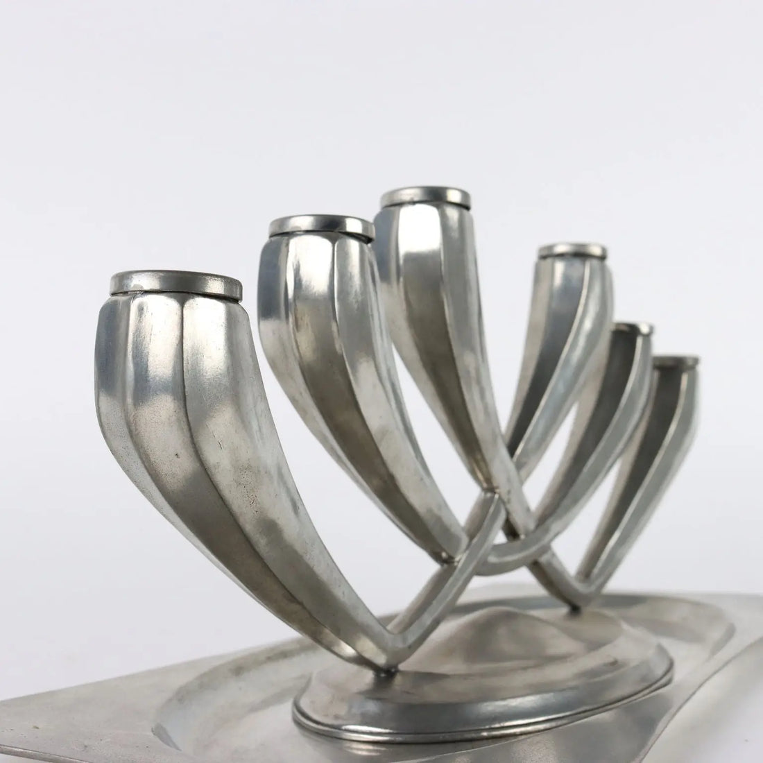 Vintage Candle-Holder and Tray Pewter G. Patrini Atena Italy - Italy, 1980s | Modernism | 