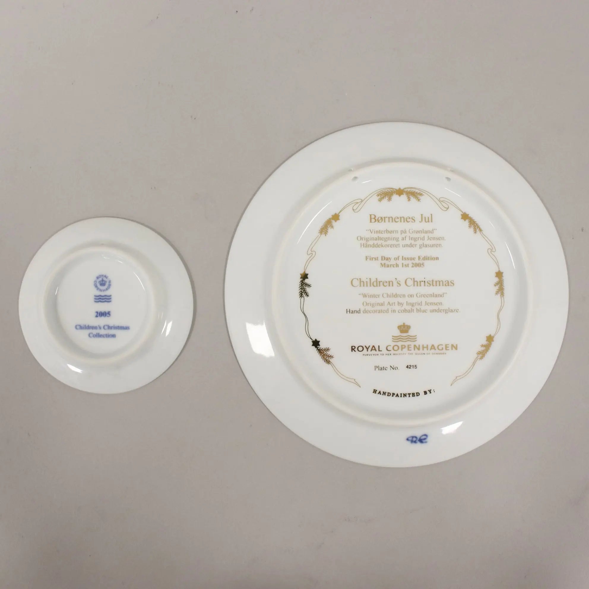 Royal Copenhaghen Plate Christmas Children Blue Porcelain 2005 - Winter Boys in Greenland | Modernism | 