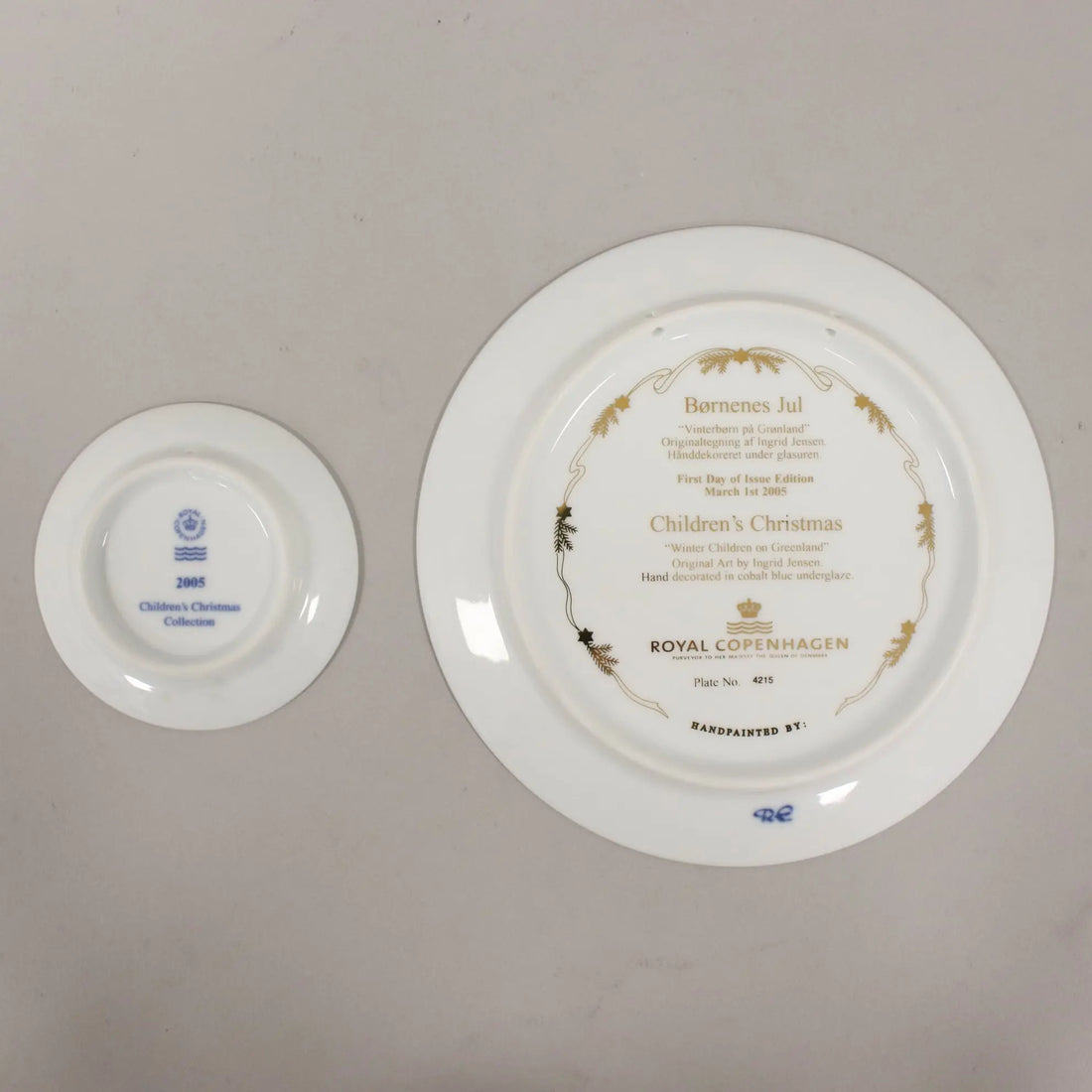 Royal Copenhaghen Plate Christmas Children Blue Porcelain 2005 - Winter Boys in Greenland | Modernism | 