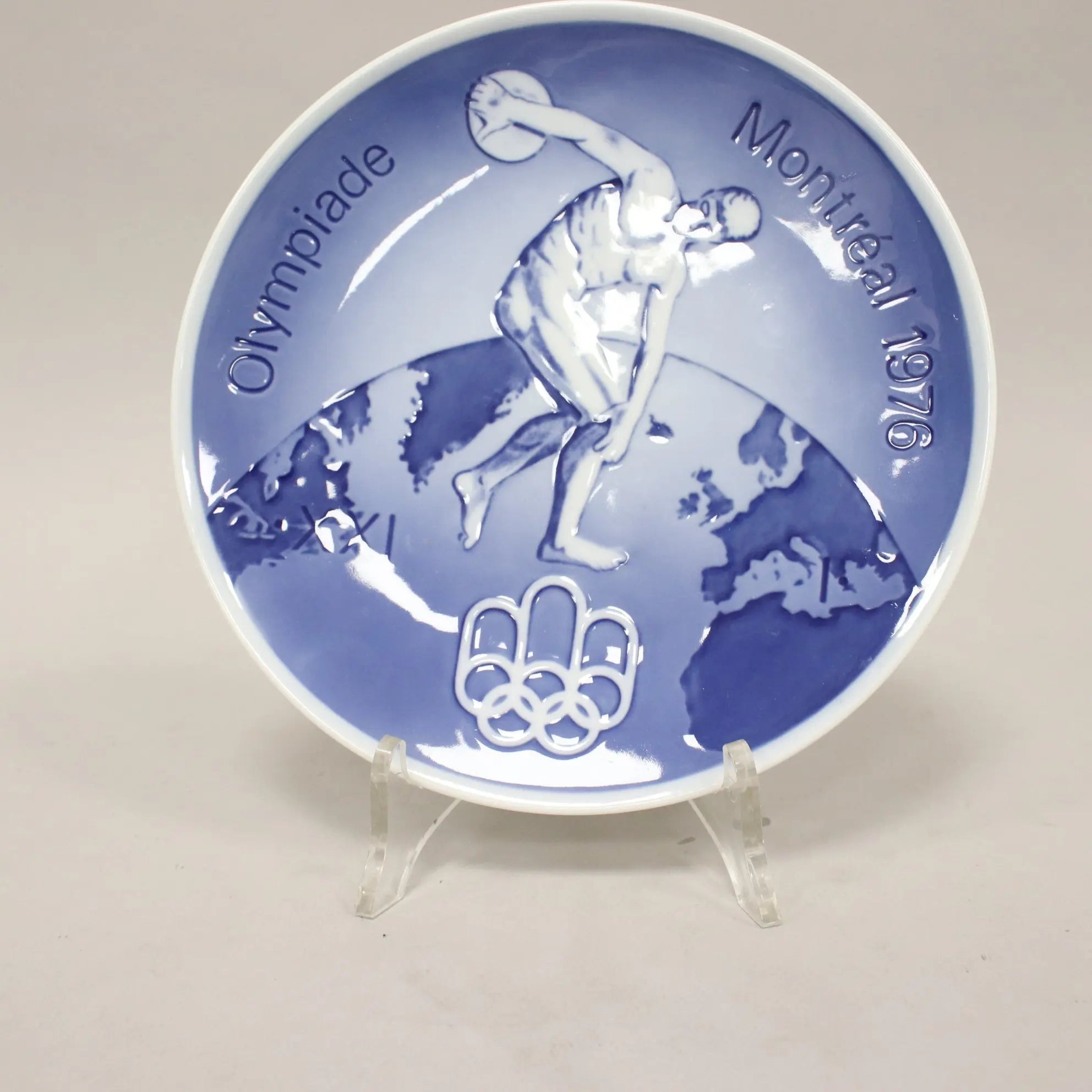 Royal Copenaghen Plate XXI Olympic Games Montréal 1976 - Cobalt Blue Porcelain | Modernism | 