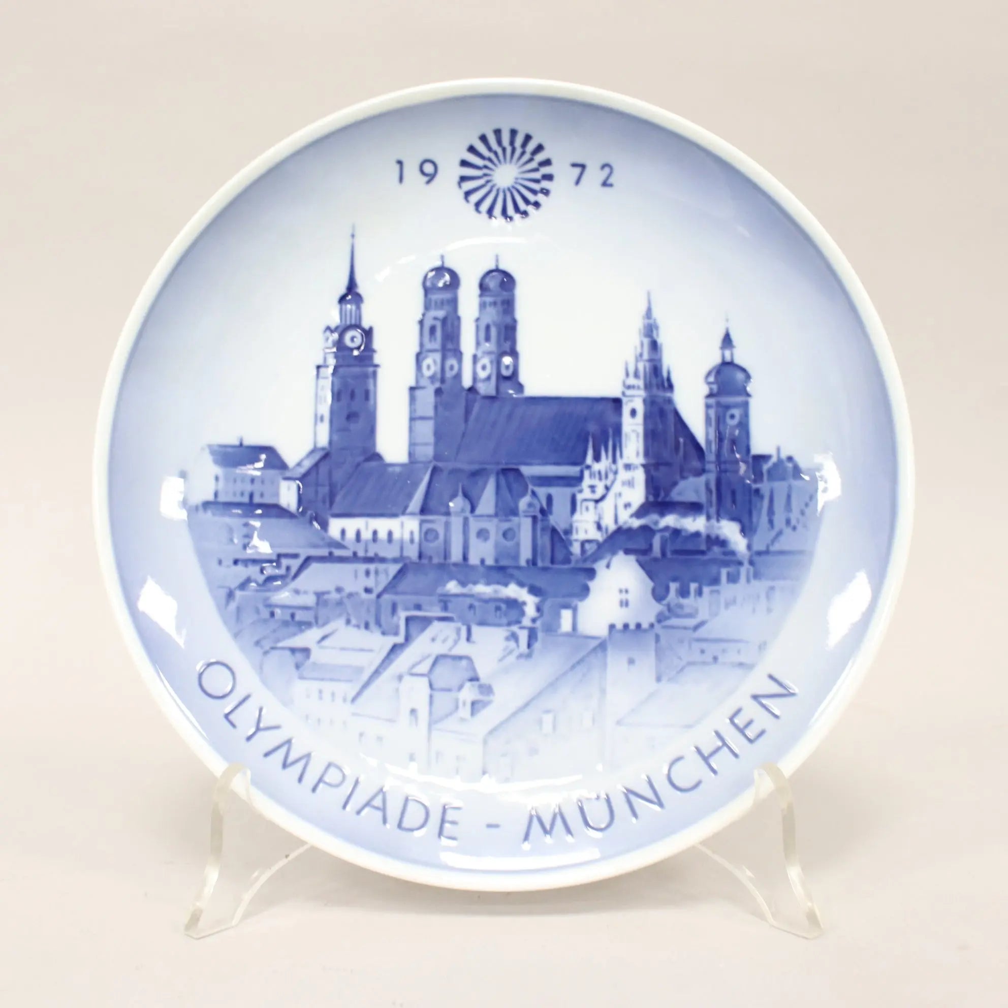 Royal Copenhagen Plate Munich 1972 Olympic Games Bing Grondahl - Cobalt Blue Porcelain | Modernism | 