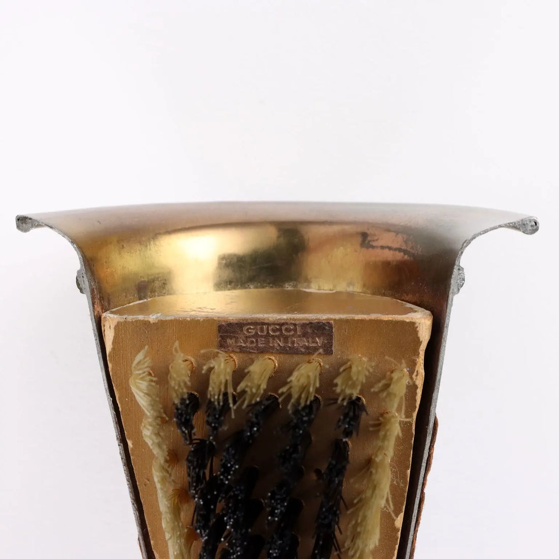 Vintage Gucci Shoe Brush Leather Brass Italy 1960s - Italy, 1960s | Modernism | 