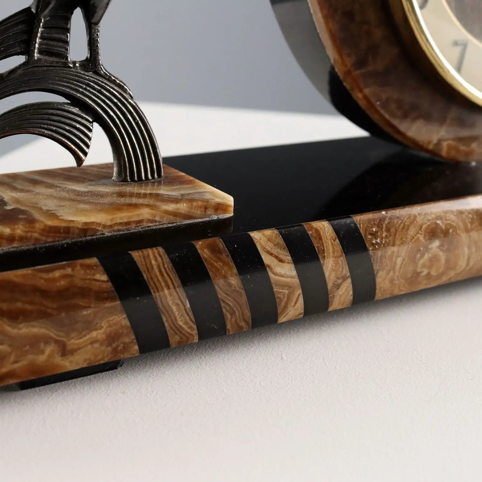 Antique Table Clock Art Deco Marble Onyx Italy 1930s-1940s - Italy, 1930s-1940s | Modernism | 