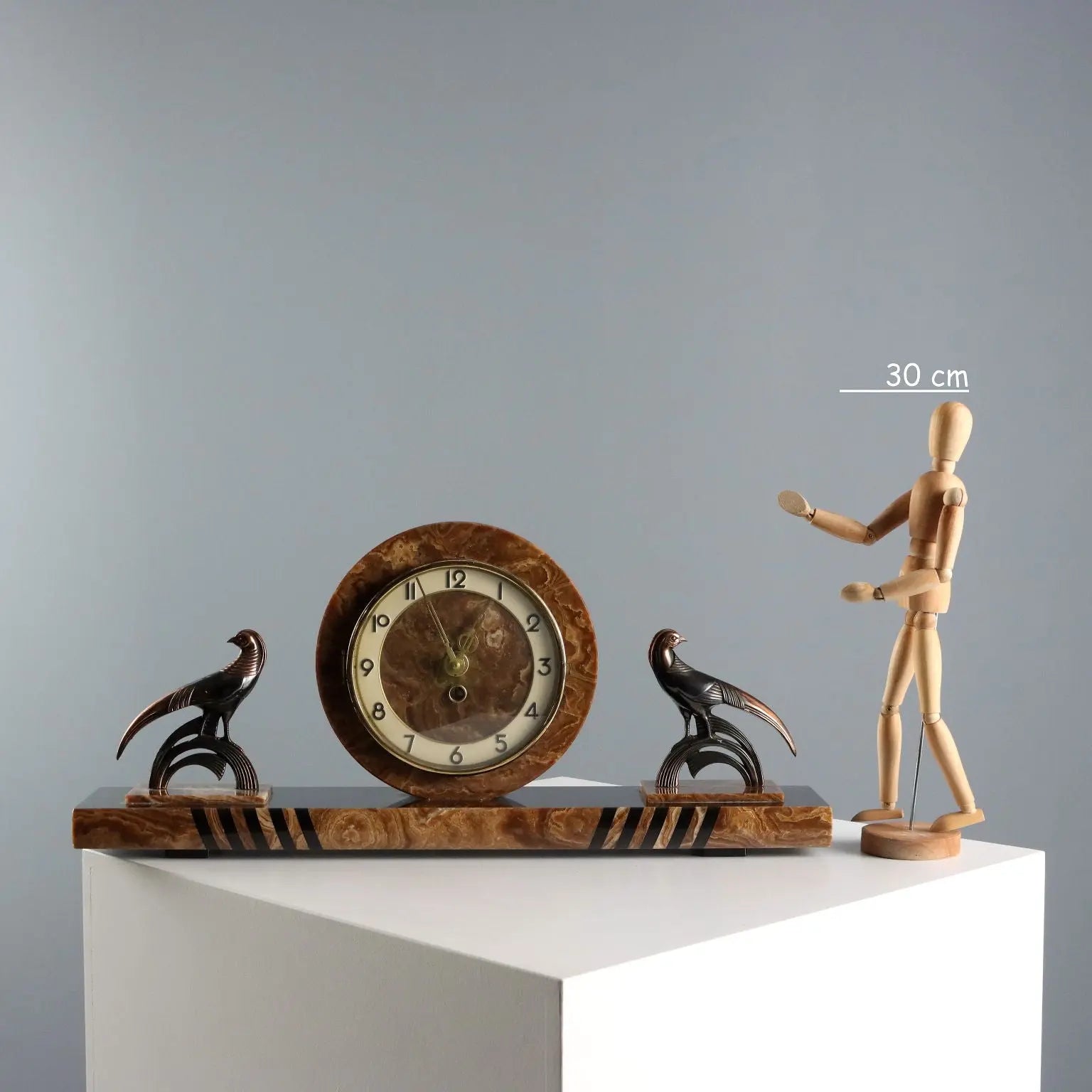 Antique Table Clock Art Deco Marble Onyx Italy 1930s-1940s - Italy, 1930s-1940s | Modernism | 