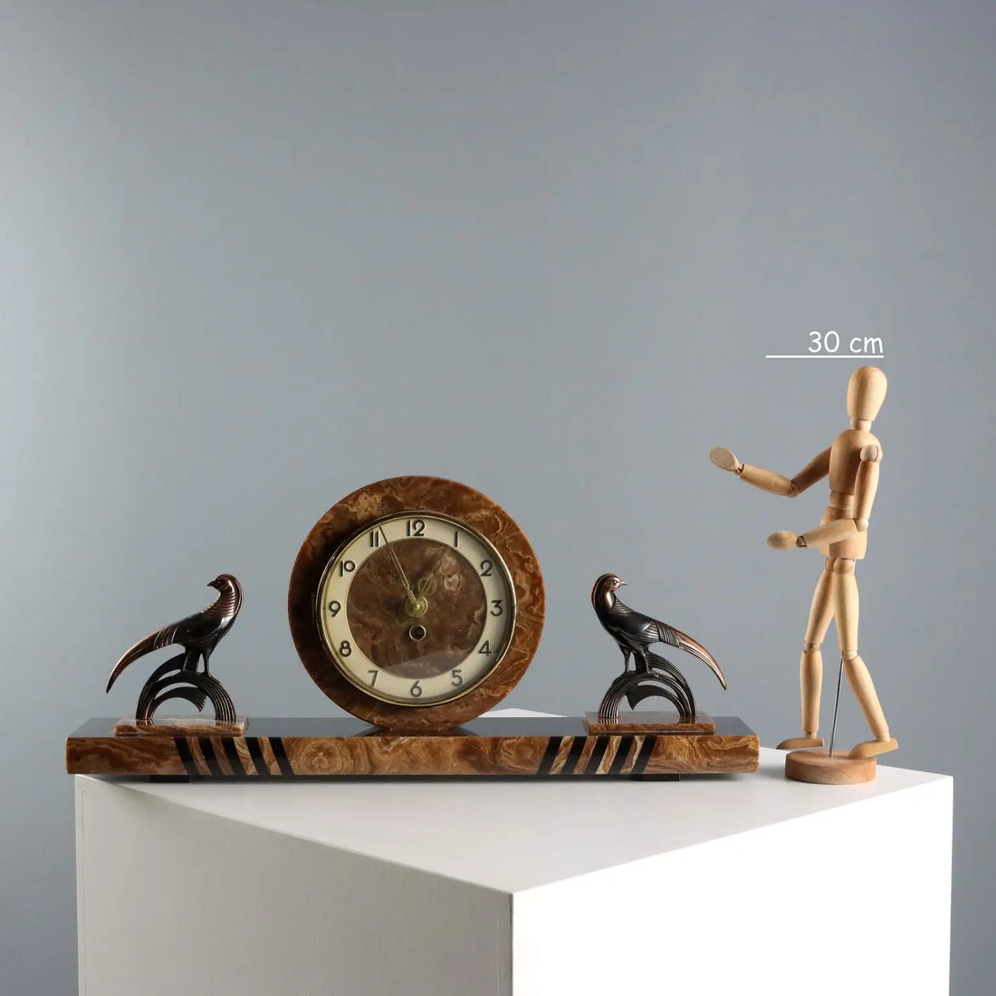 Antique Table Clock Art Deco Marble Onyx Italy 1930s-1940s - Italy, 1930s-1940s | Modernism | 